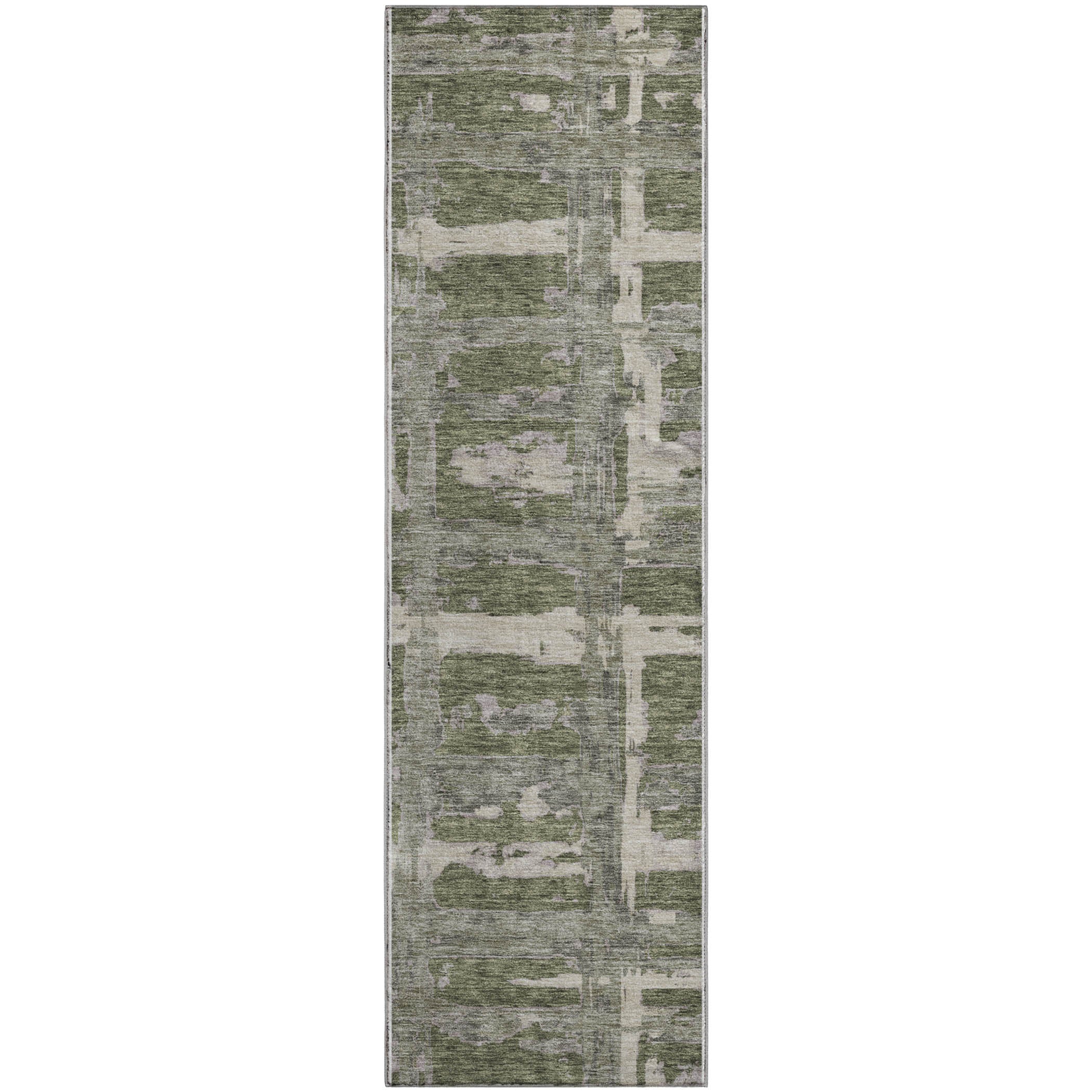 Chiang Mai Machine Washable Transitional Olive Green Rug 2'3" x 7'6" #shape_Runner