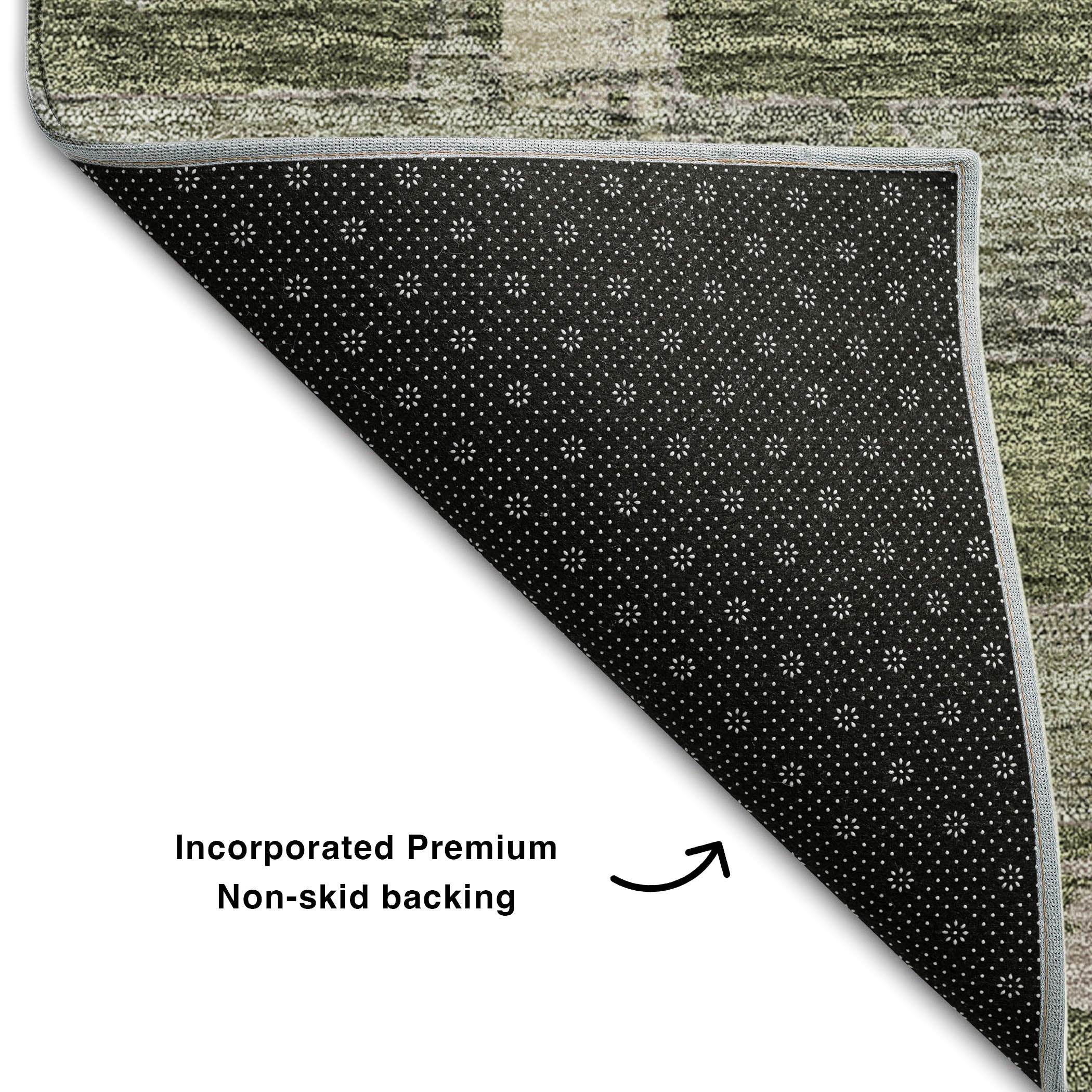 Chiang Mai Machine Washable Transitional Olive Green Rug 1'8" x 2'6" #shape_Rectangle
