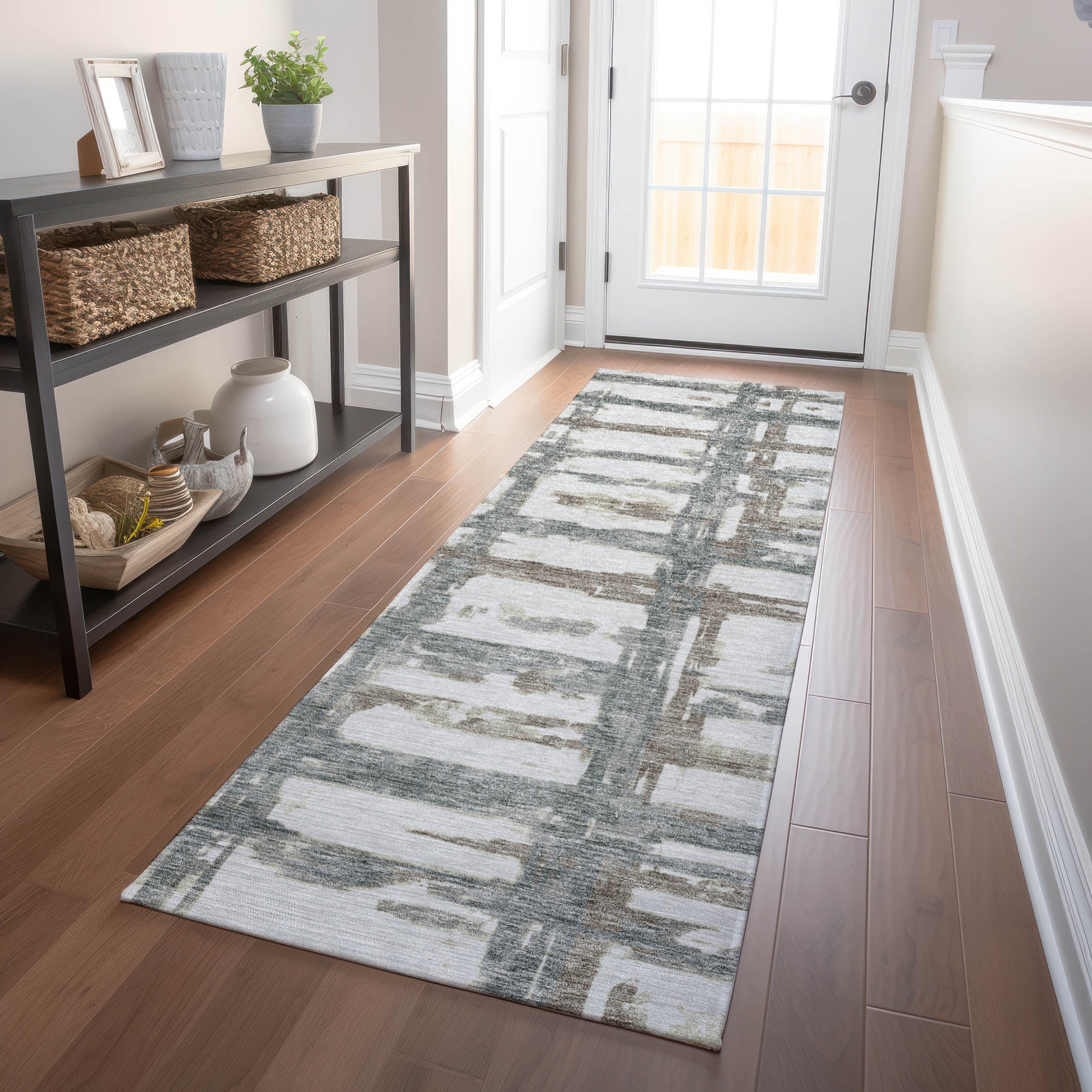 Chiang Mai Machine Washable Transitional Silver Gray Rug 2'3" x 7'6" #shape_Runner