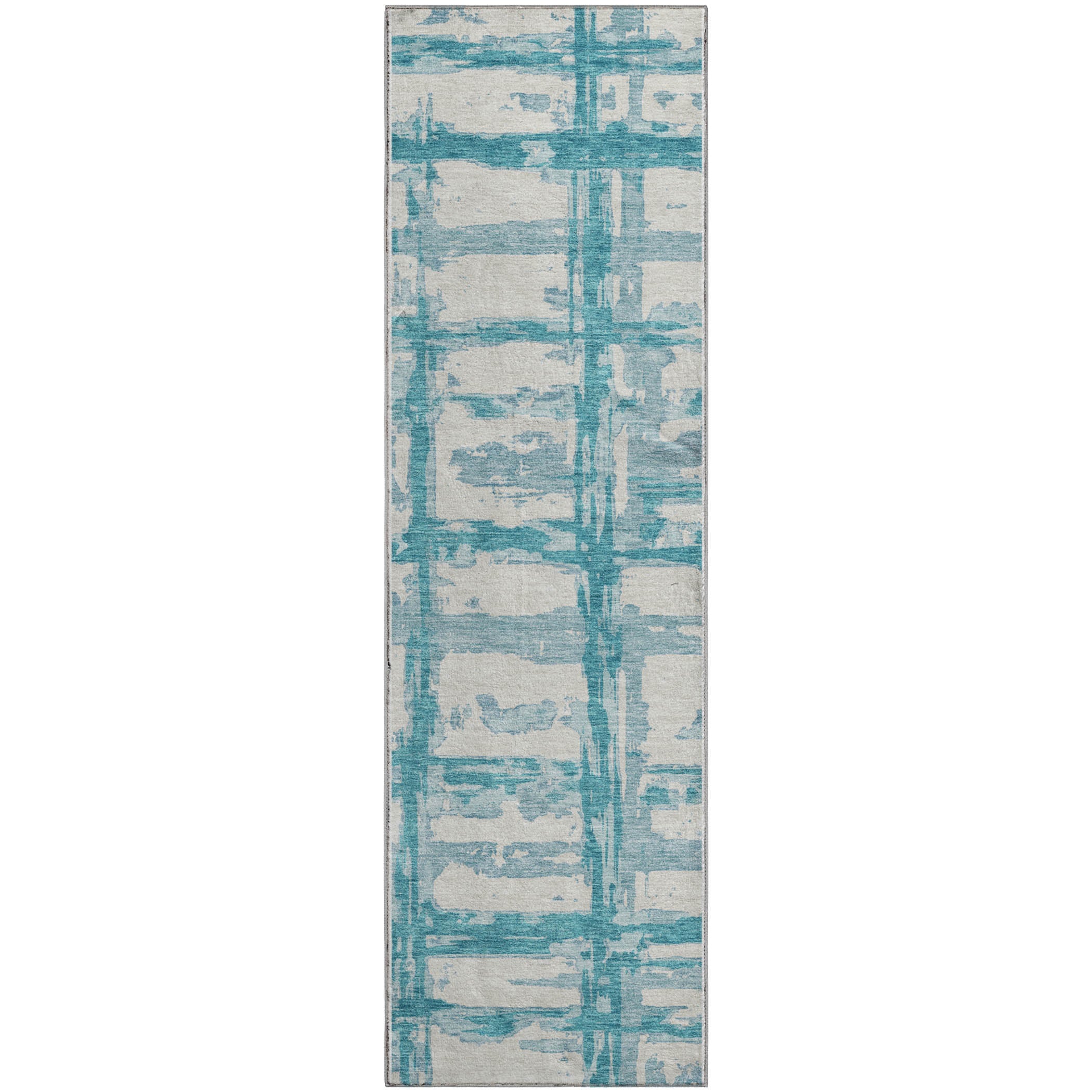 Chiang Mai Machine Washable Transitional Teal Rug 2'3" x 7'6" #shape_Runner