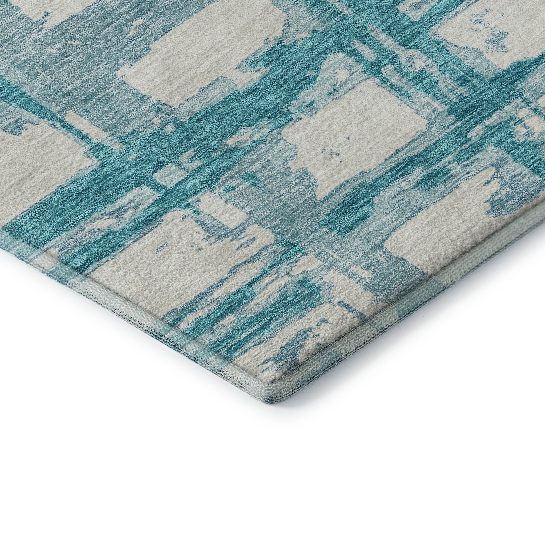 Chiang Mai Machine Washable Transitional Teal Rug 1'8" x 2'6" #shape_Rectangle