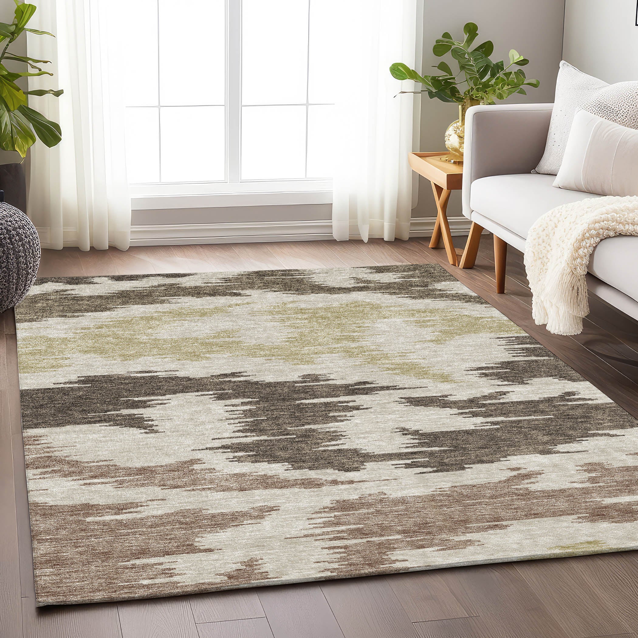 Florence Machine Washable Transitional Chocolate Brown Rug 2'6" x 3'10" #shape_Rectangle