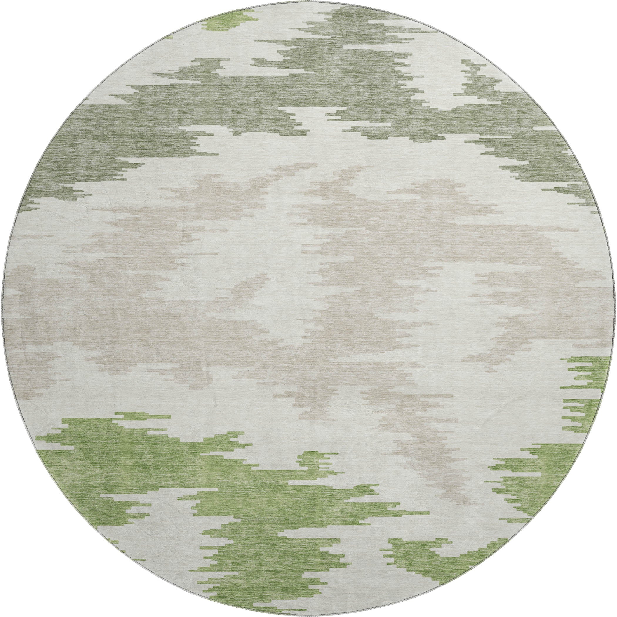 Florence Machine Washable Transitional Green Rug 8' x 8' #shape_Round