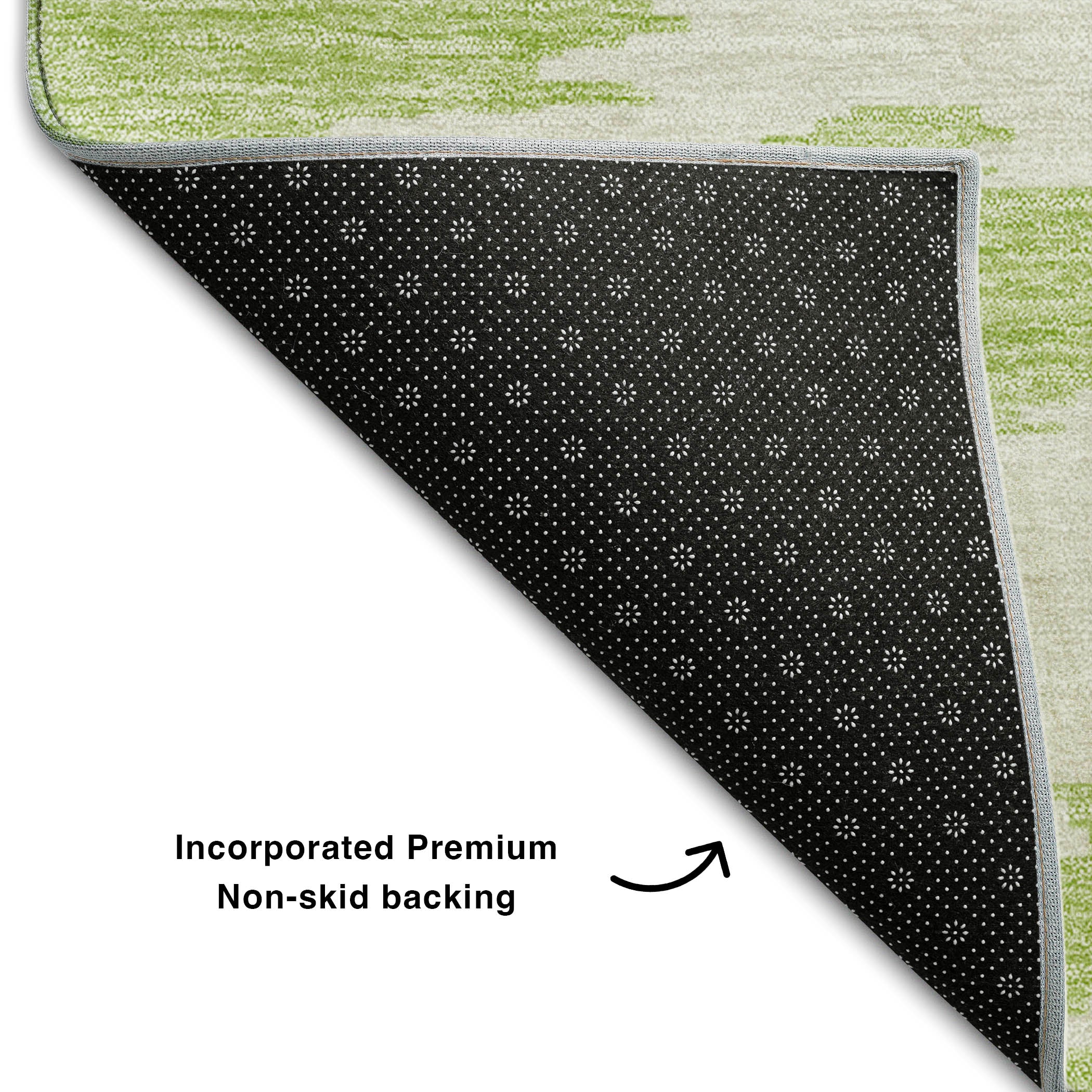Florence Machine Washable Transitional Green Rug 1'8" x 2'6" #shape_Rectangle