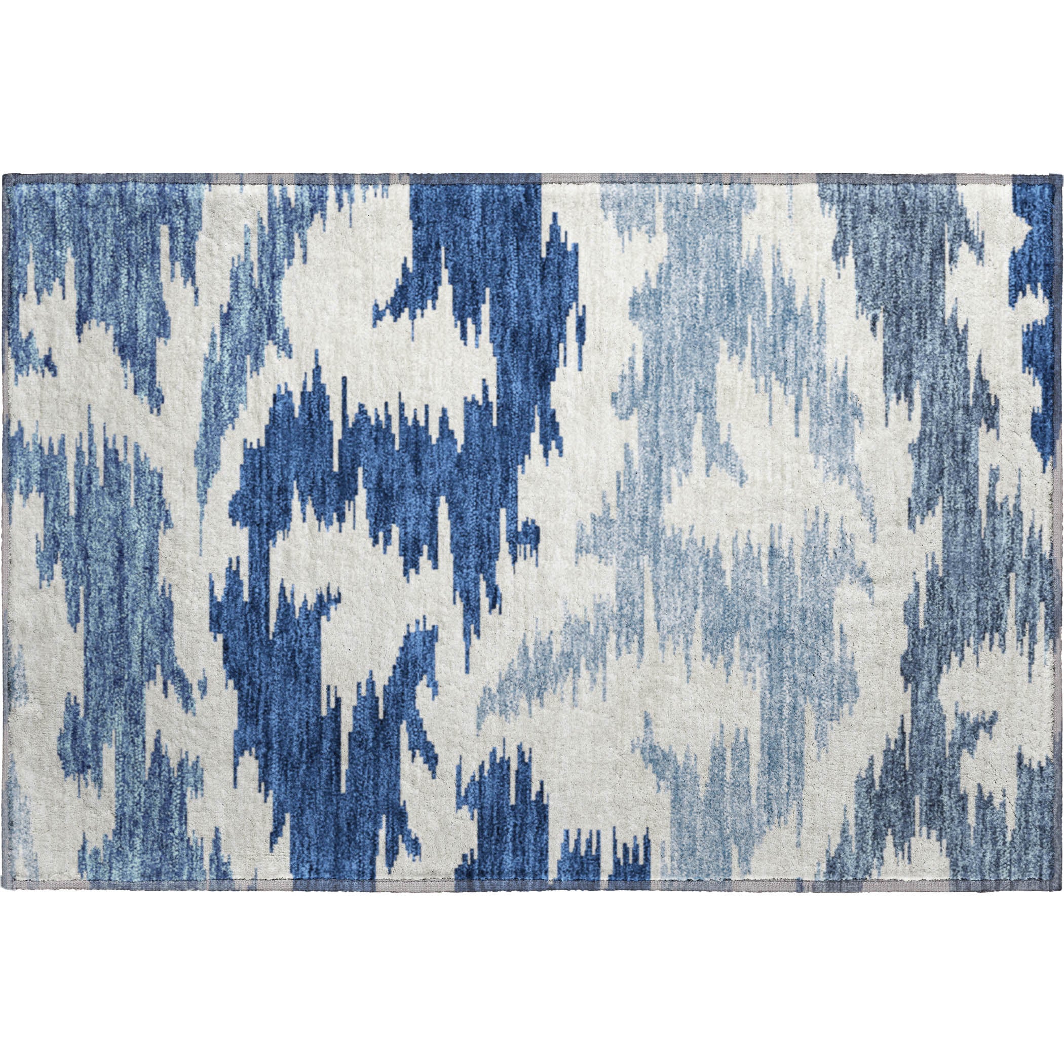 Florence Machine Washable Transitional Navy Blue Rug 1'8" x 2'6" #shape_Rectangle