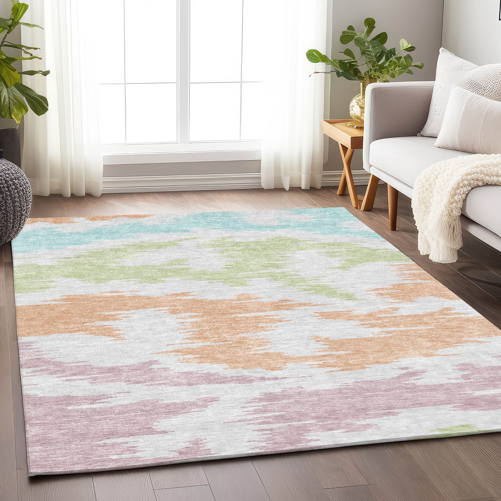 Florence Machine Washable Transitional White Ivory Rug 2'6" x 3'10" #shape_Rectangle