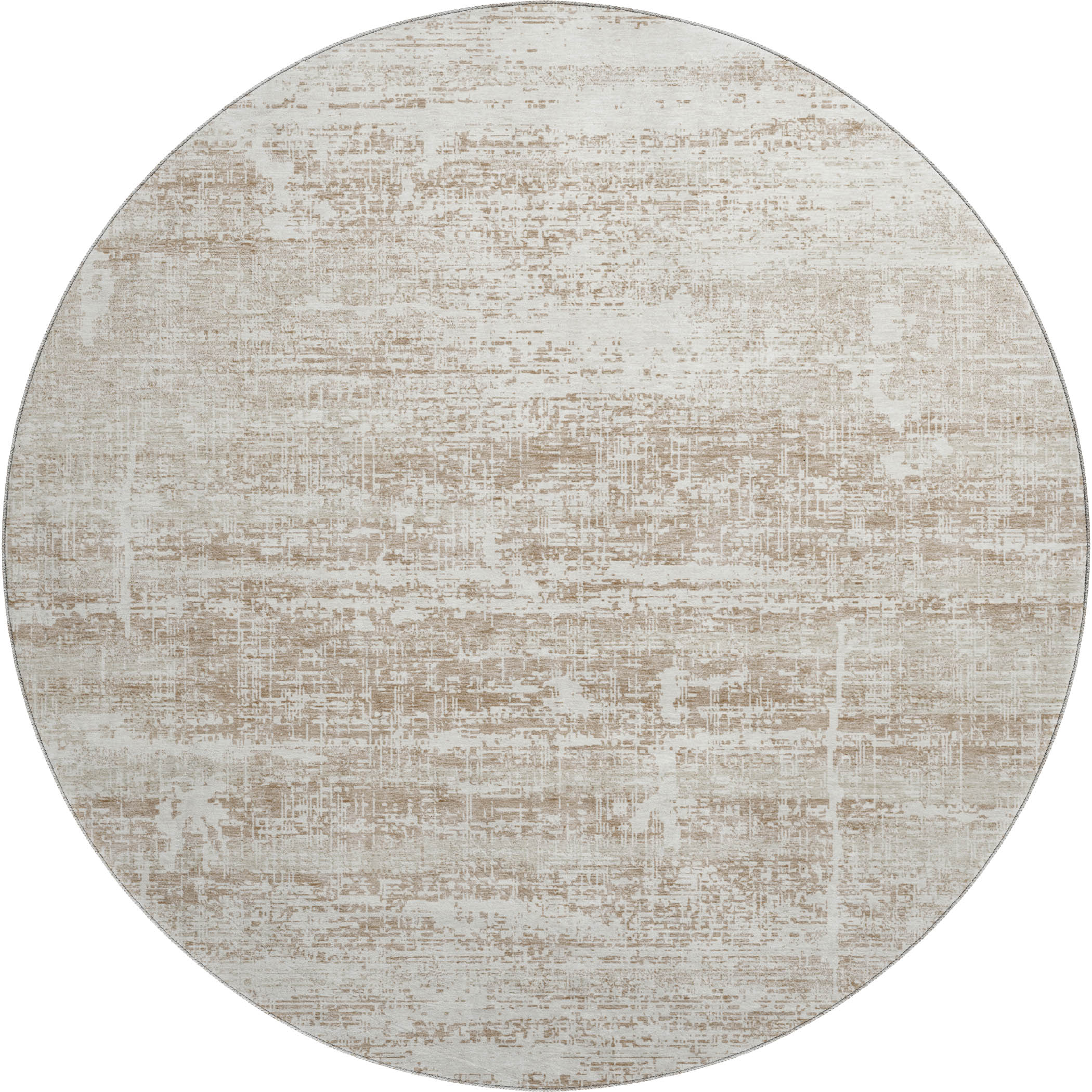 Havana Machine Washable Transitional Beige Brown Rug 8' x 8' #shape_Round