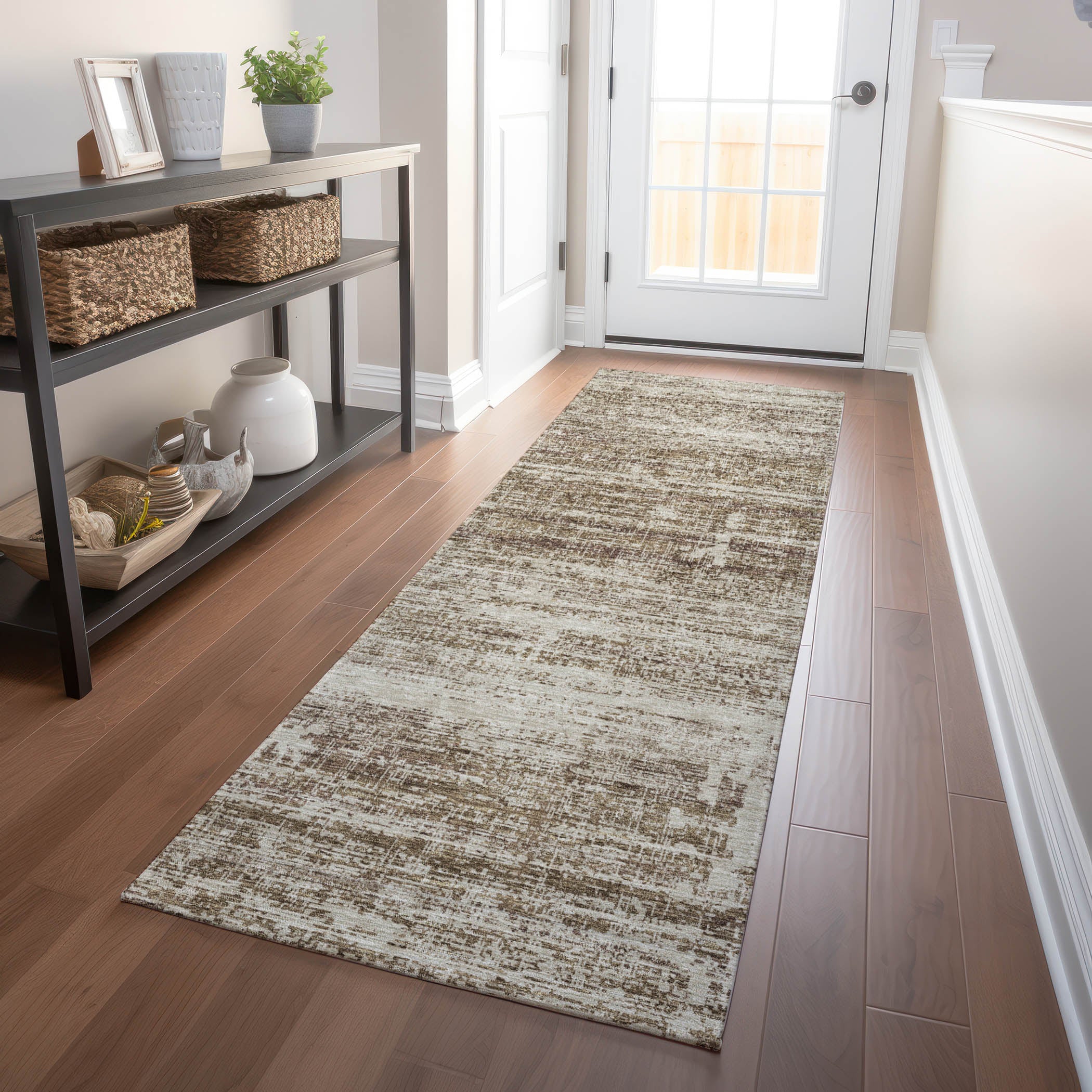 Havana Machine Washable Transitional Brown Rug 2'3" x 7'6" #shape_Runner