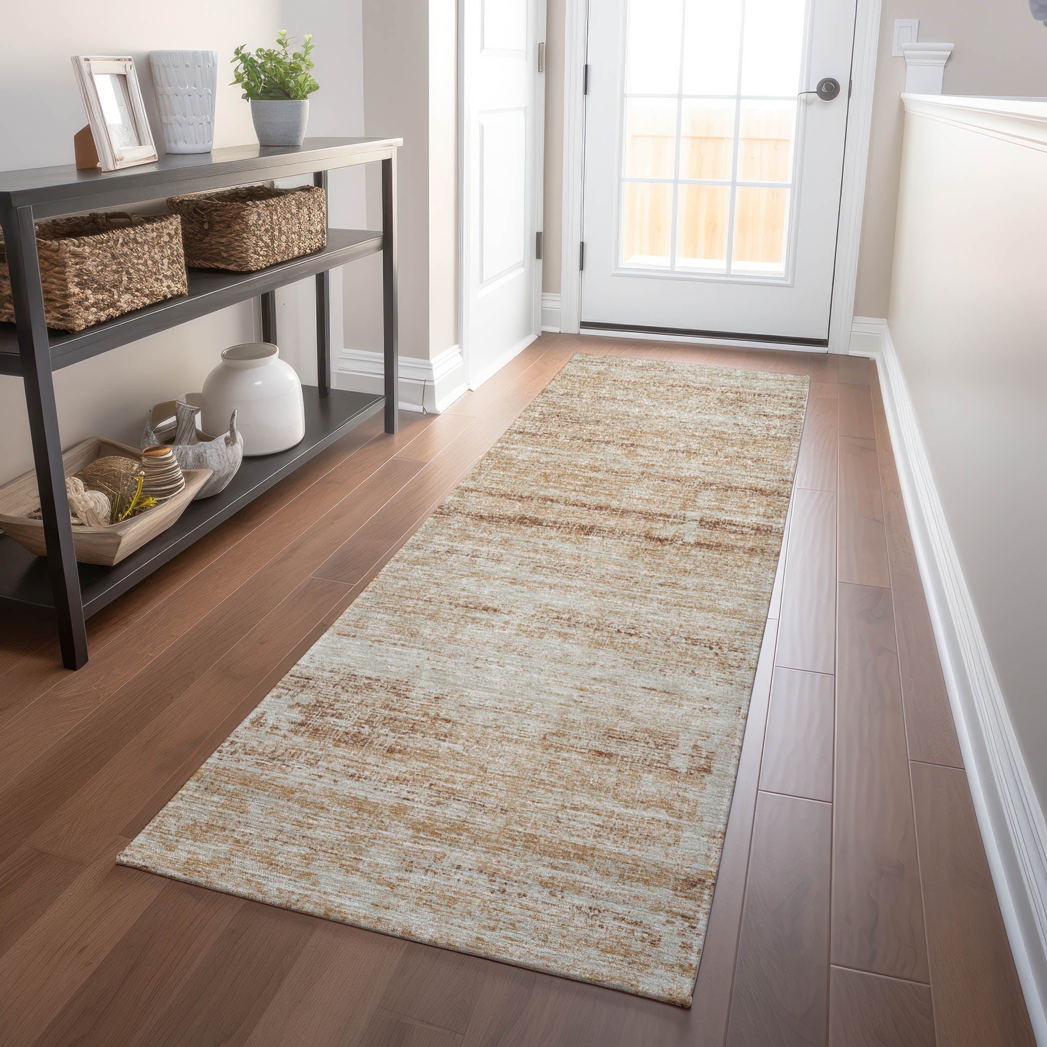 Havana Machine Washable Transitional Copper Orange Rug 2'3" x 7'6" #shape_Runner