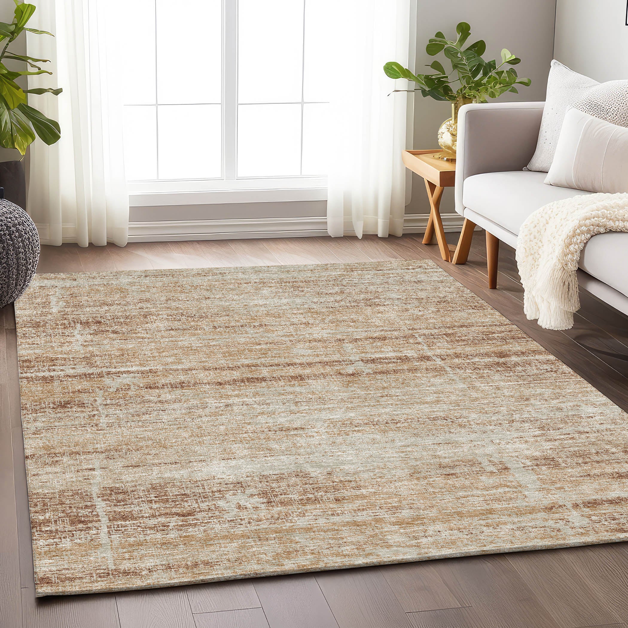 Havana Machine Washable Transitional Copper Orange Rug 2'6" x 3'10" #shape_Rectangle