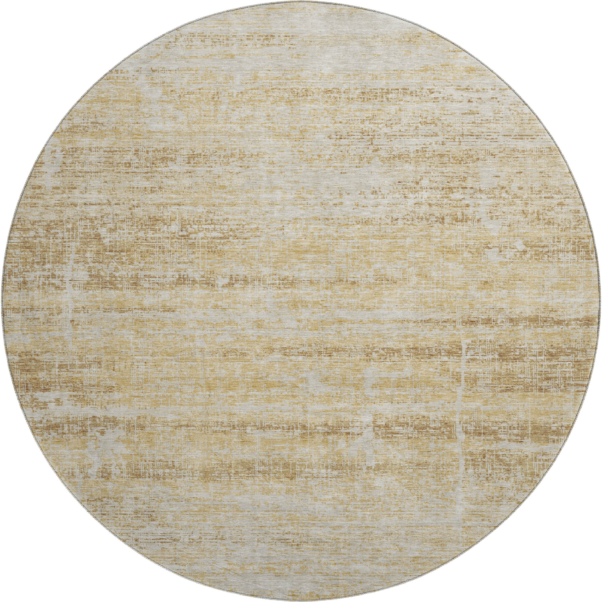 Havana Machine Washable Transitional Gold Rug 8' x 8' #shape_Round