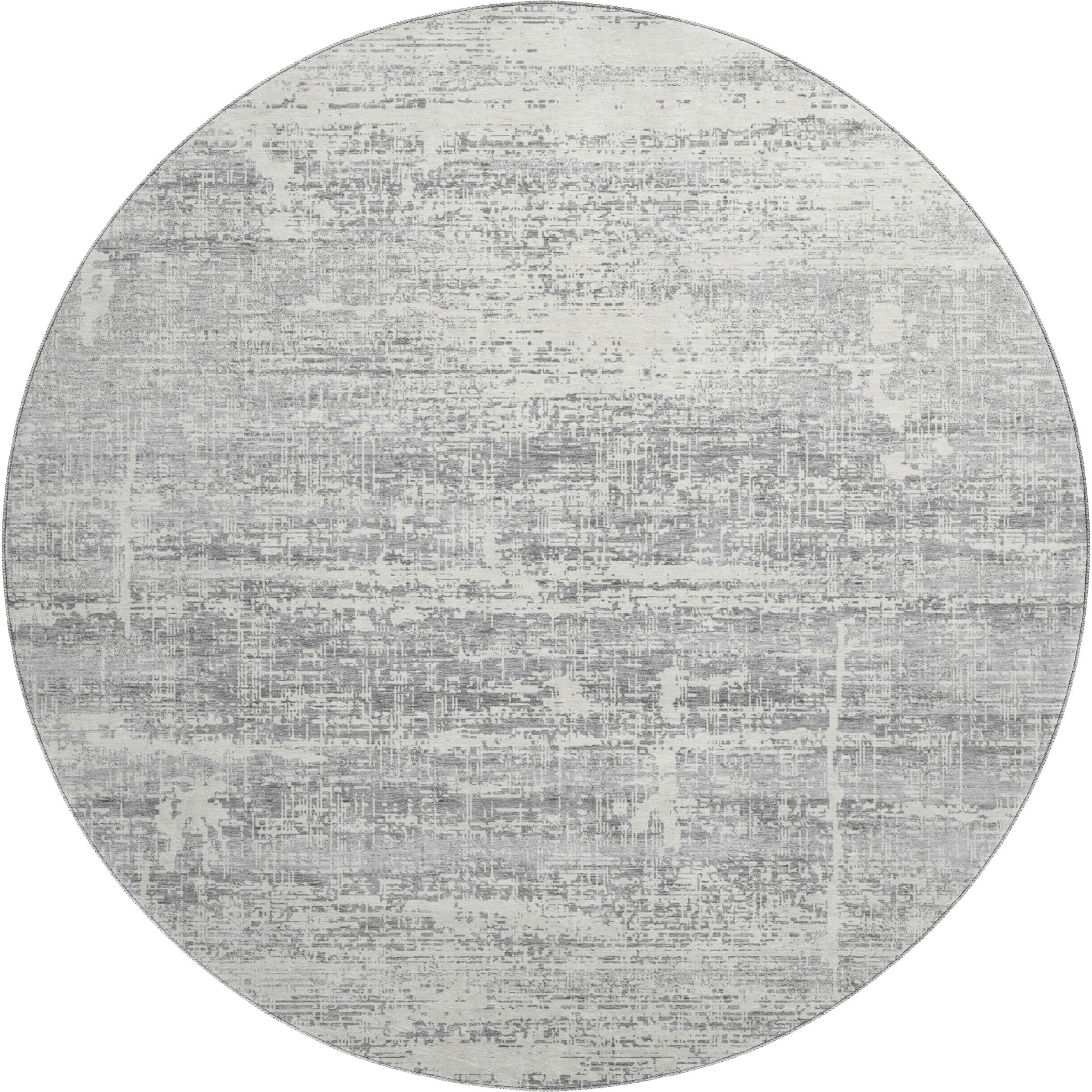 Havana Machine Washable Transitional Silver Gray Rug 8' x 8' #shape_Round