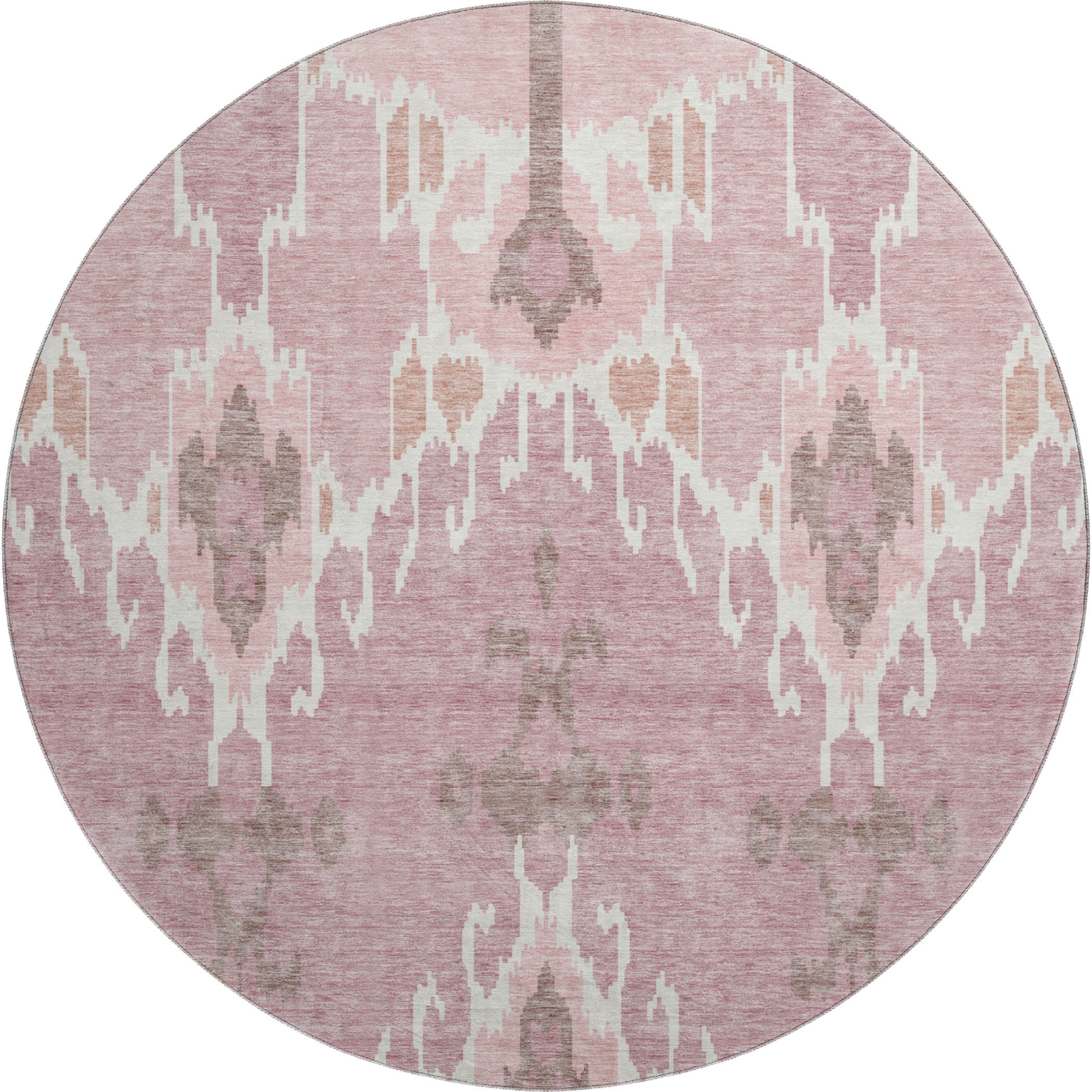 Mdina Machine Washable Transitional Blush Pink Rug 8' x 8' #shape_Round