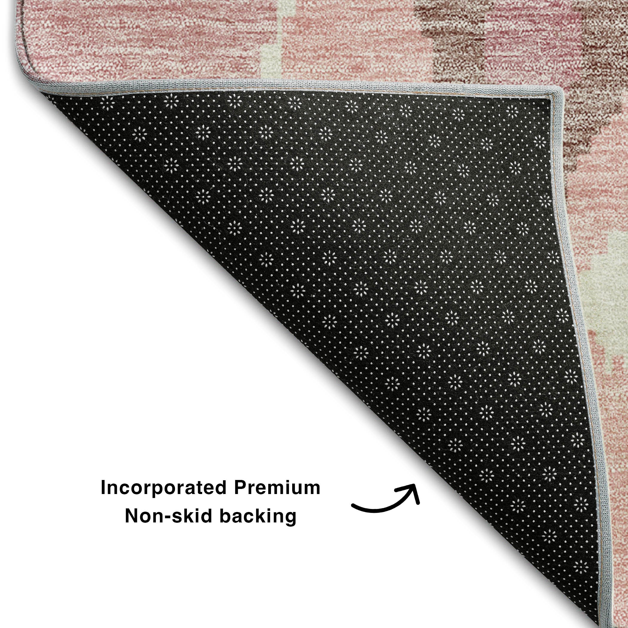 Mdina Machine Washable Transitional Blush Pink Rug 1'8" x 2'6" #shape_Rectangle