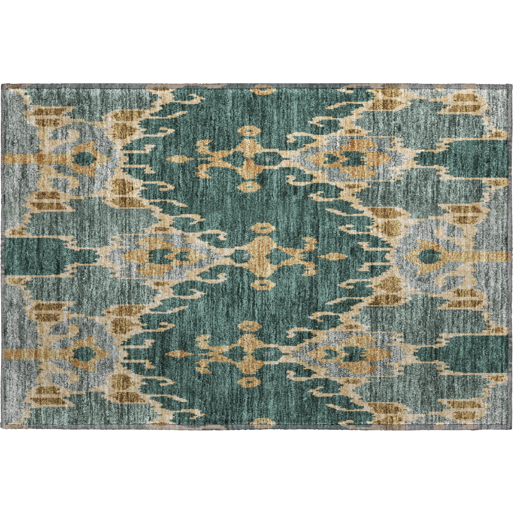 Mdina Machine Washable Transitional Cactus Green Rug 1'8" x 2'6" #shape_Rectangle
