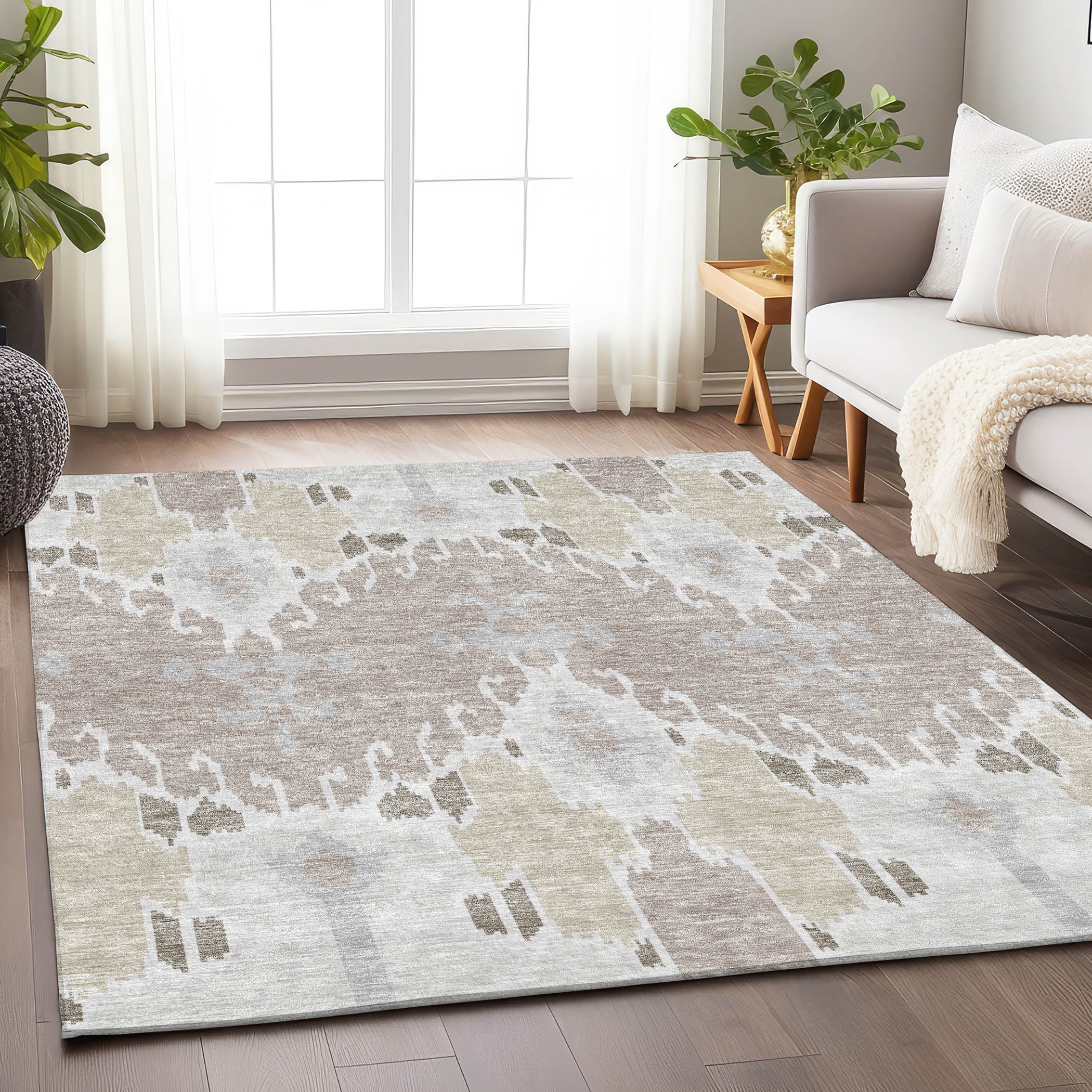 Mdina Machine Washable Transitional Ivory Rug 2'6" x 3'10" #shape_Rectangle