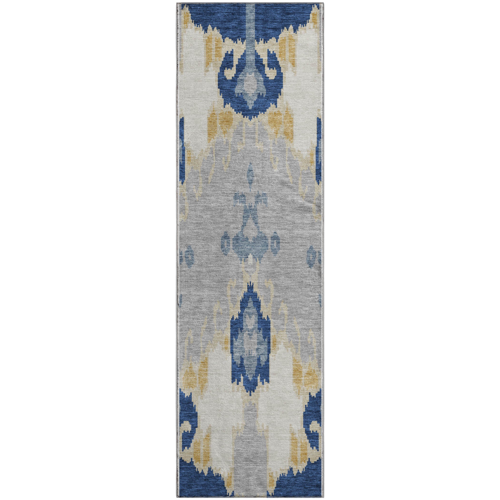 Mdina Machine Washable Transitional Navy Blue Rug 2'3" x 7'6" #shape_Runner