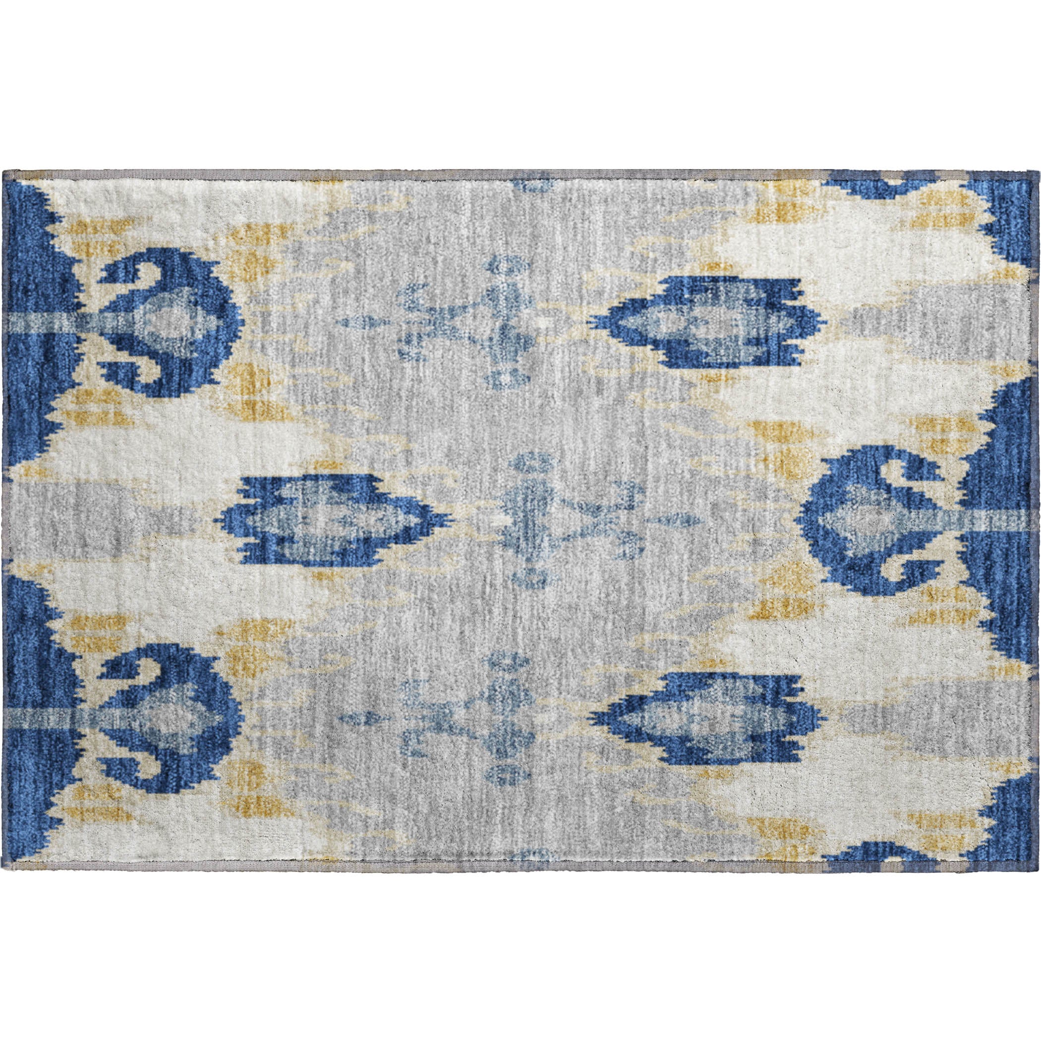 Mdina Machine Washable Transitional Navy Blue Rug 1'8" x 2'6" #shape_Rectangle