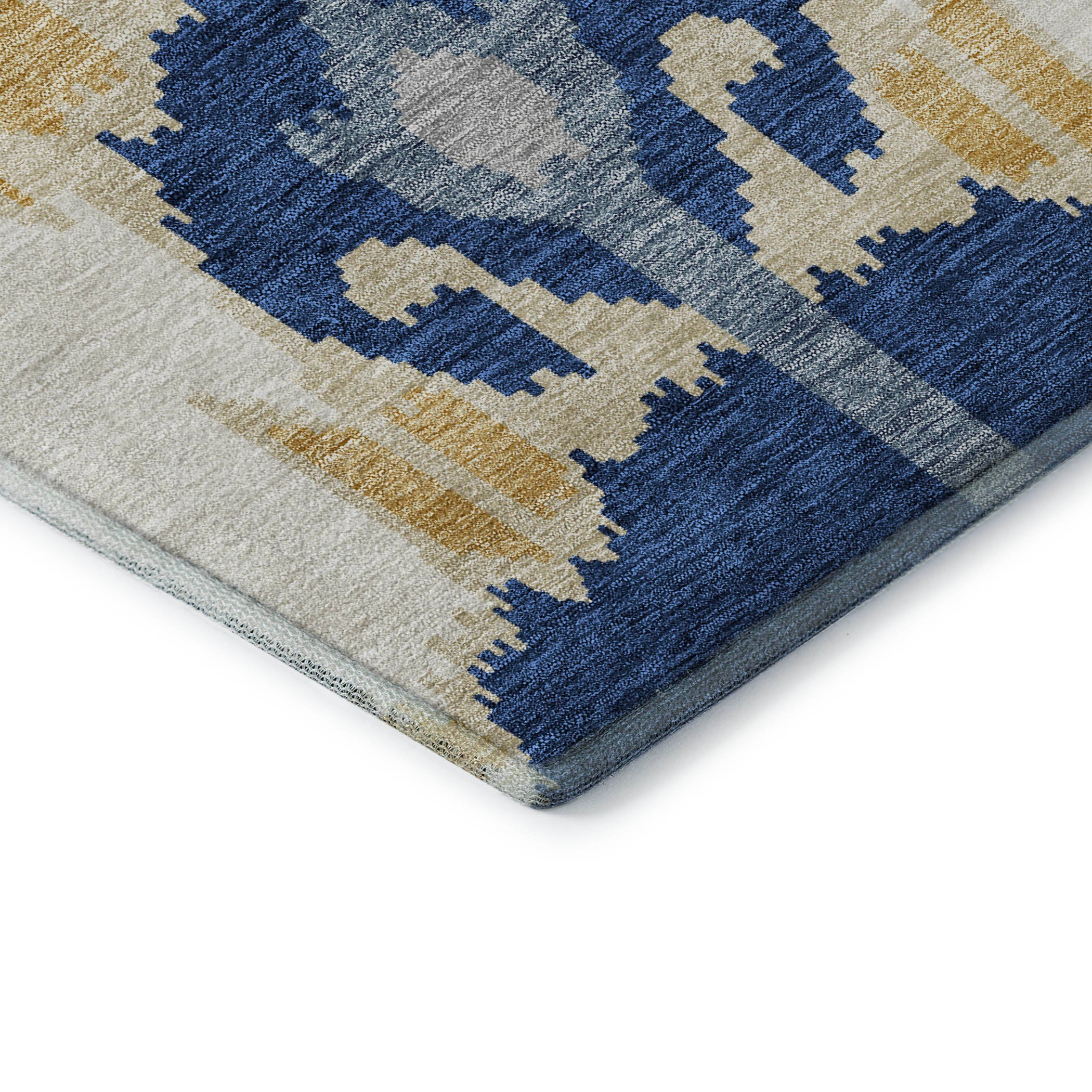 Mdina Machine Washable Transitional Navy Blue Rug 1'8" x 2'6" #shape_Rectangle