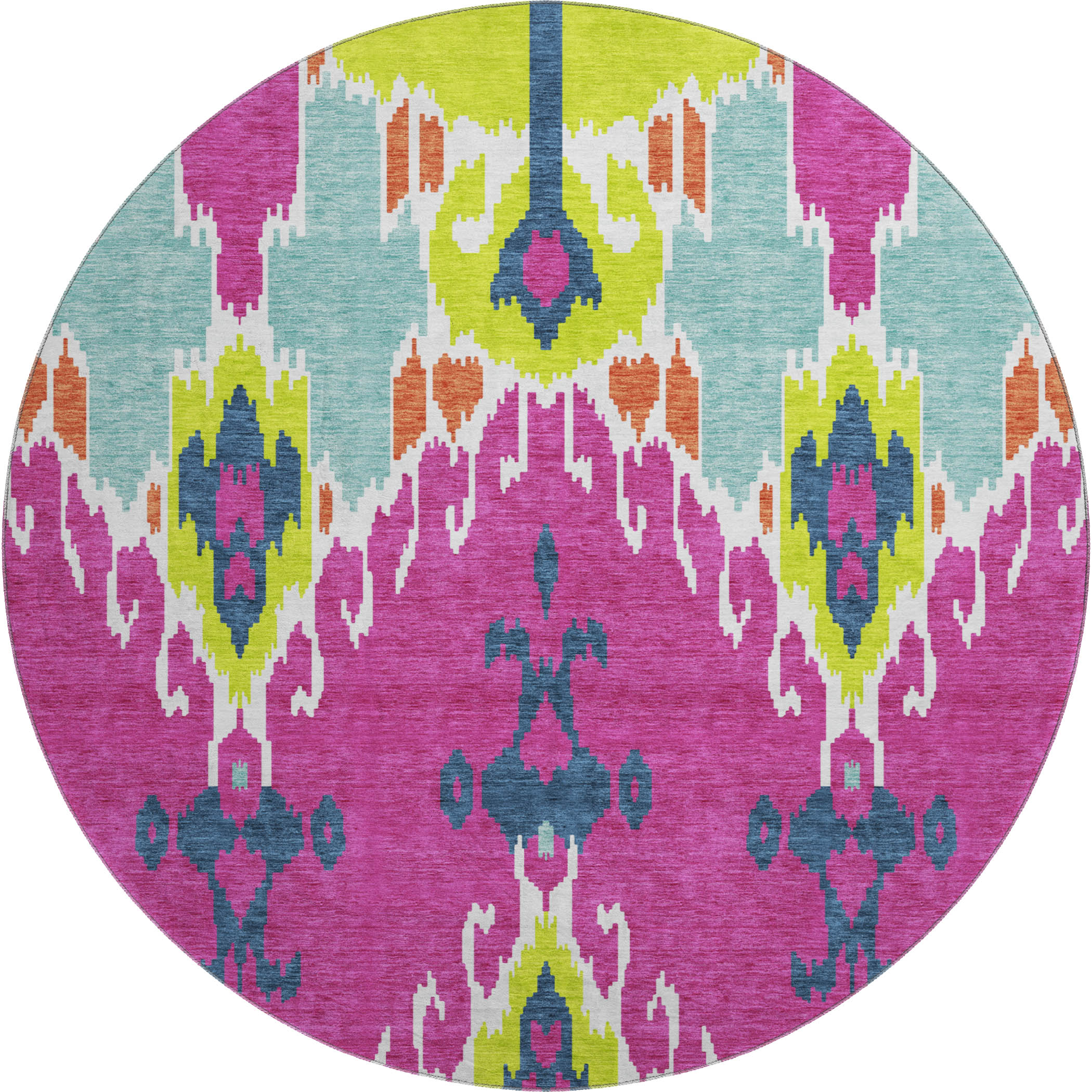 Mdina Machine Washable Transitional Pink Rug 8' x 8' #shape_Round