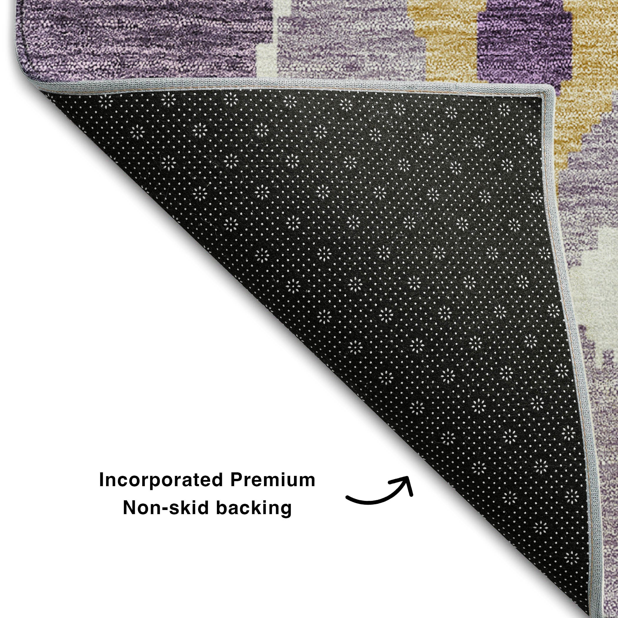 Mdina Machine Washable Transitional Purple Rug 1'8" x 2'6" #shape_Rectangle