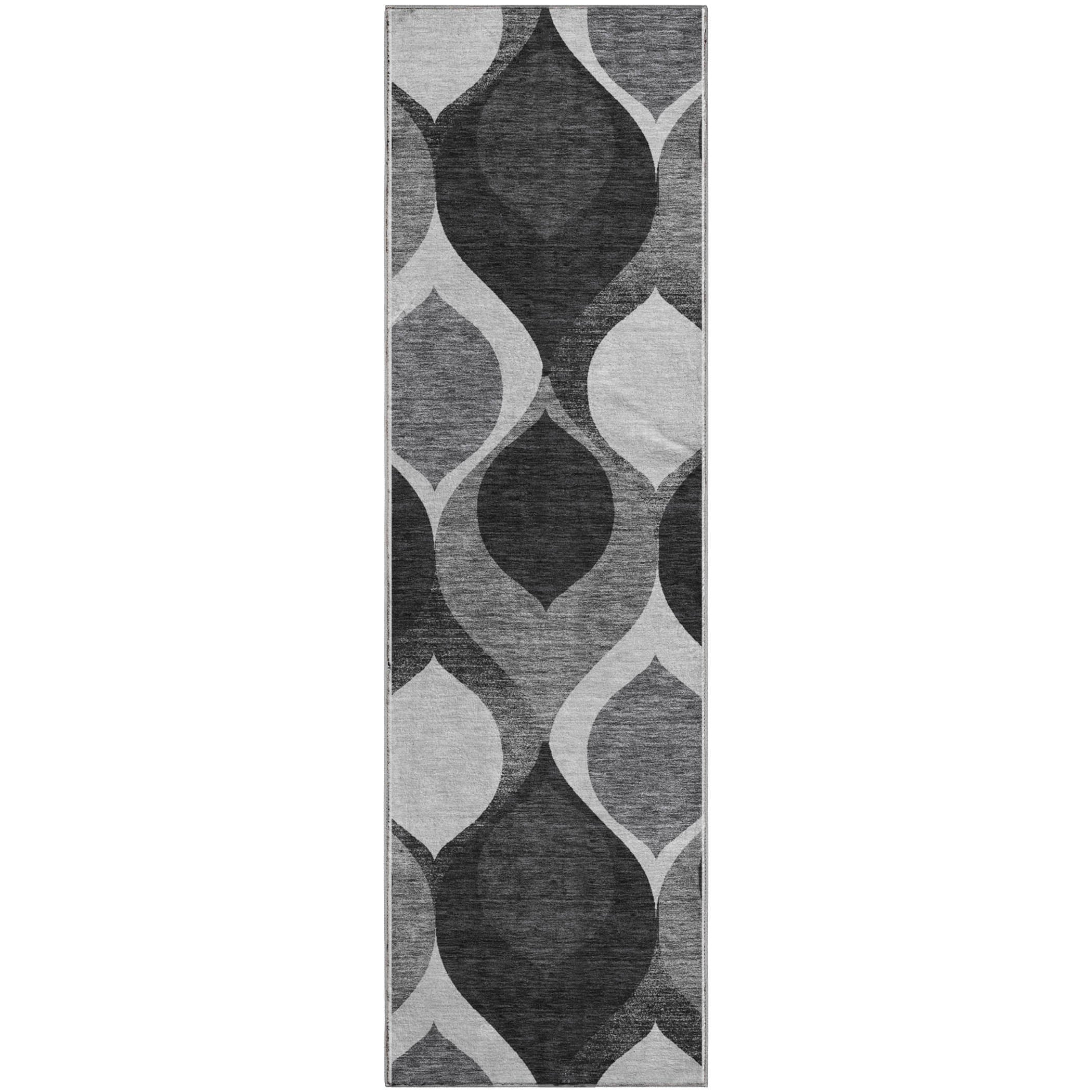 Tbilisi Machine Washable Transitional Black Rug 2'3" x 7'6" #shape_Runner