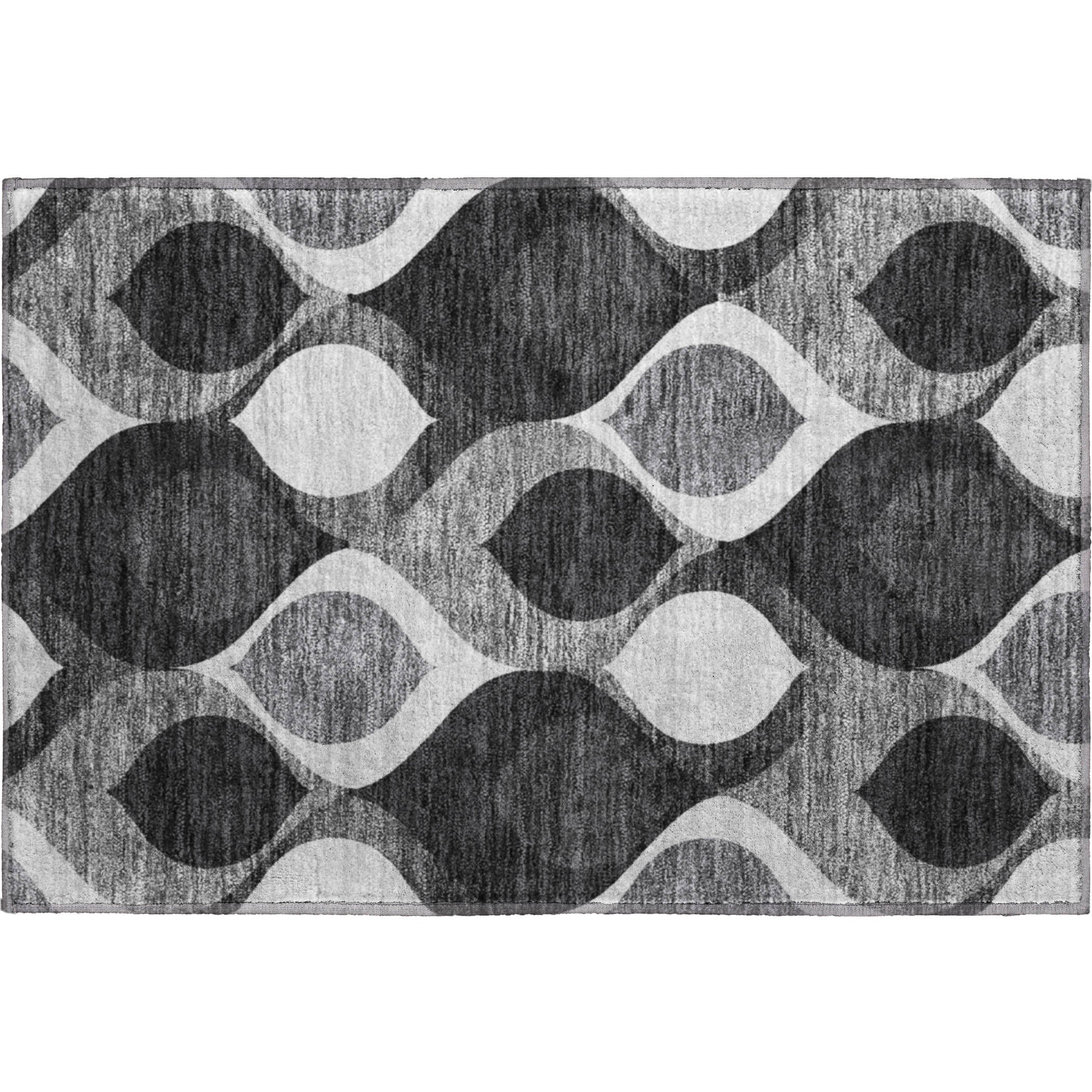 Tbilisi Machine Washable Transitional Black Rug 1'8" x 2'6" #shape_Rectangle