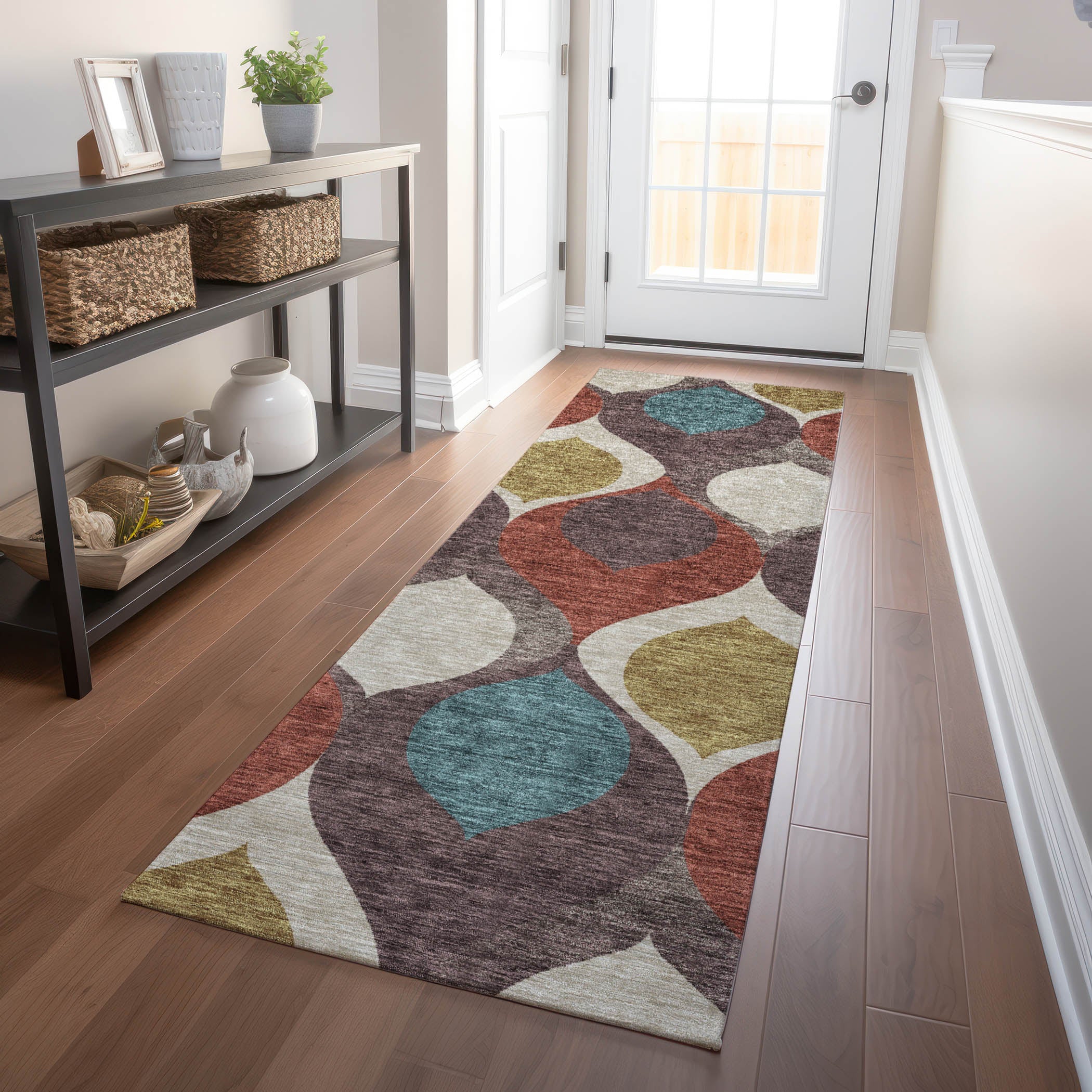 Tbilisi Machine Washable Transitional Brown Rug 2'3" x 7'6" #shape_Runner