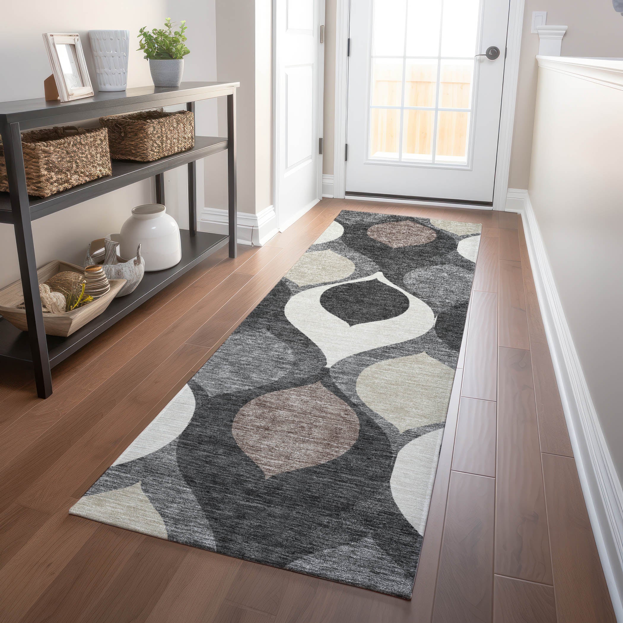 Tbilisi Machine Washable Transitional Gray Rug 2'3" x 7'6" #shape_Runner