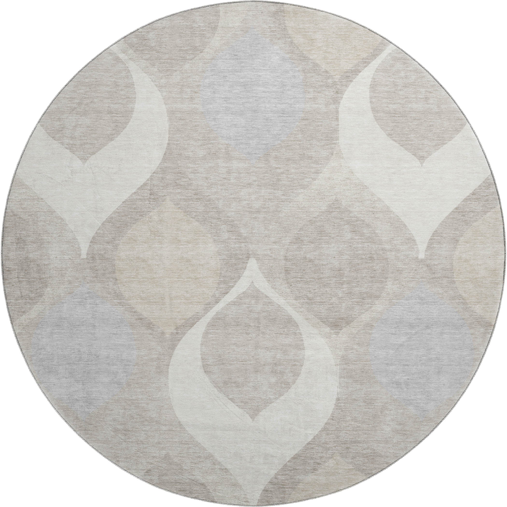 Tbilisi Machine Washable Transitional Ivory Rug 8' x 8' #shape_Round