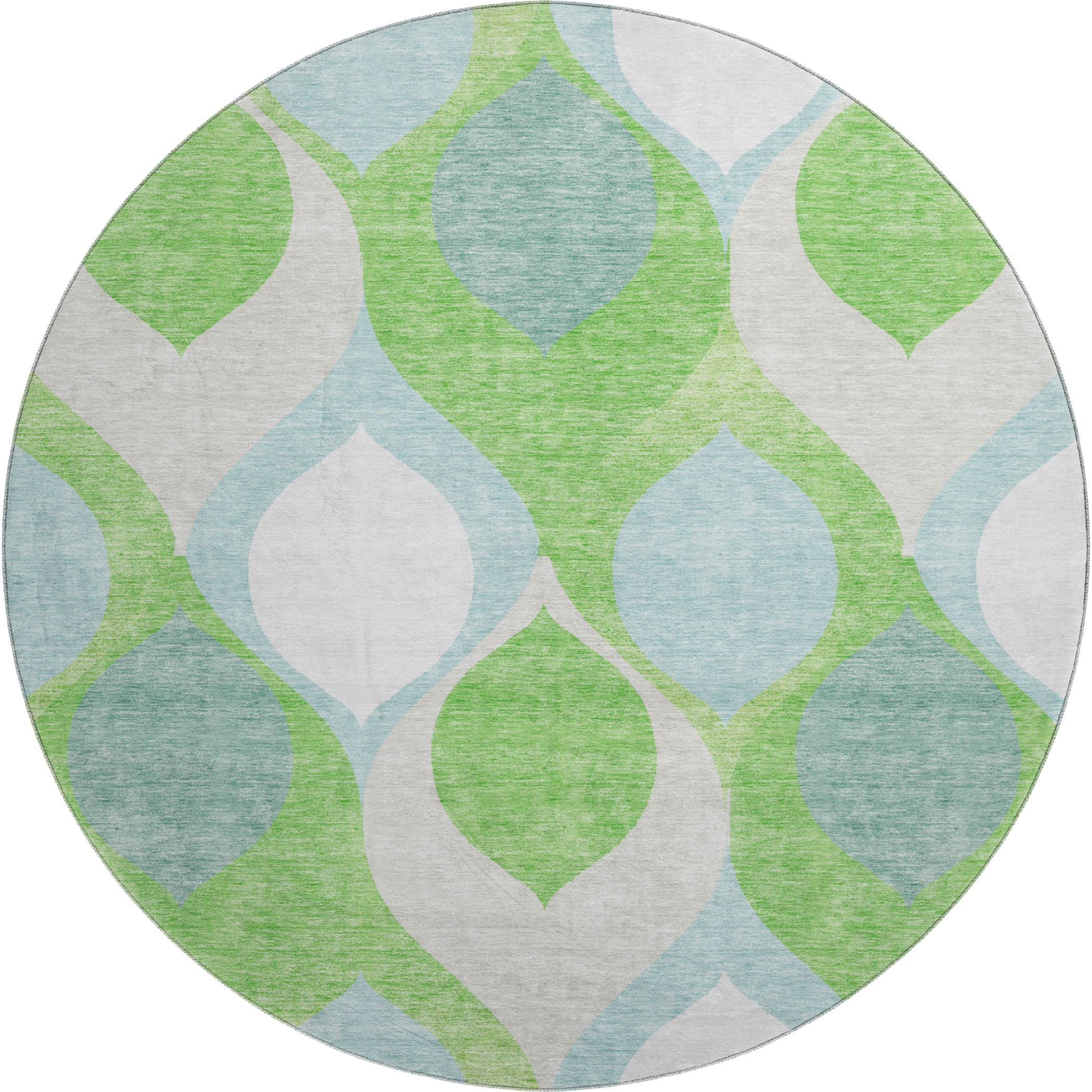 Tbilisi Machine Washable Transitional Lime Green Rug 8' x 8' #shape_Round