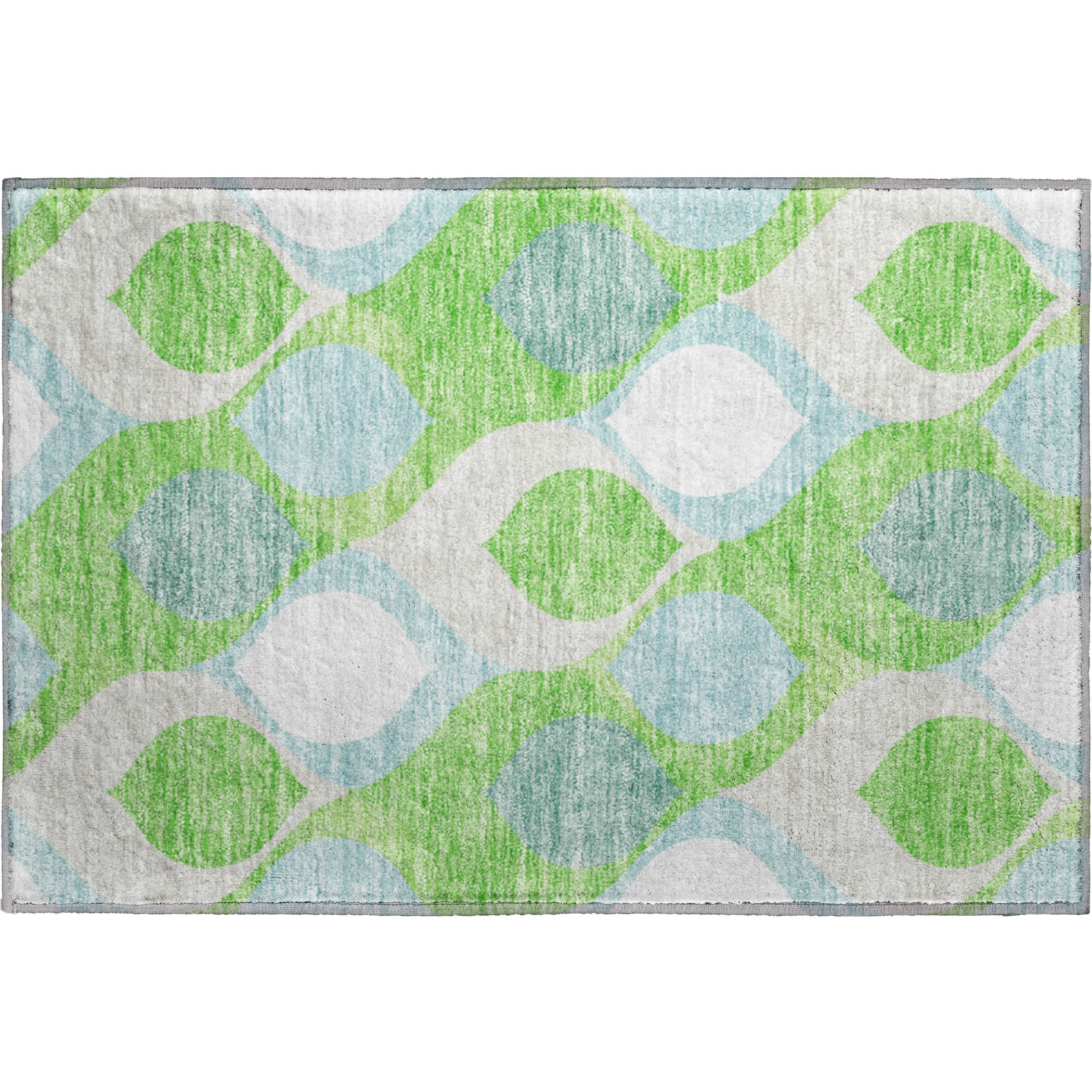 Tbilisi Machine Washable Transitional Lime Green Rug 1'8" x 2'6" #shape_Rectangle
