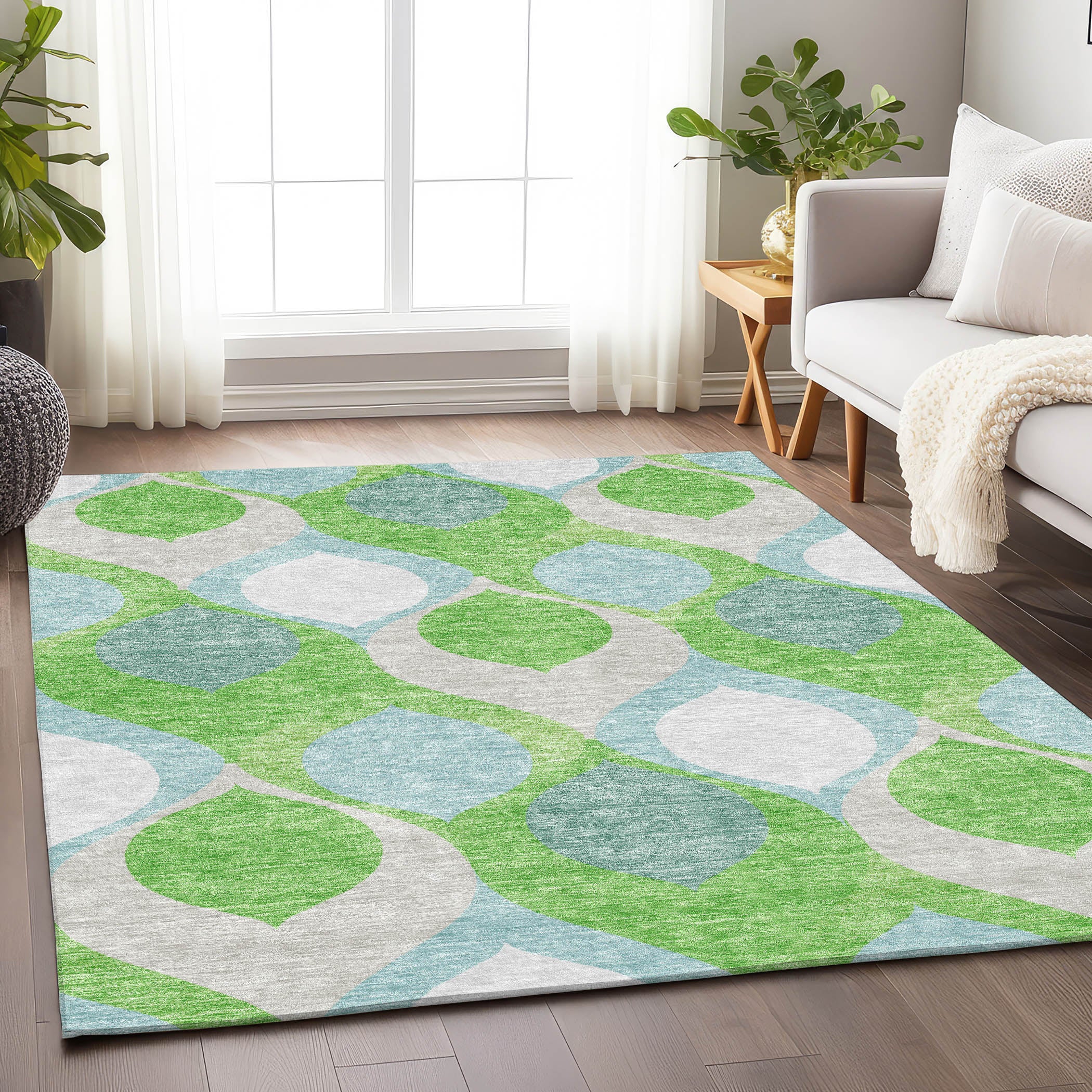 Tbilisi Machine Washable Transitional Lime Green Rug 2'6" x 3'10" #shape_Rectangle