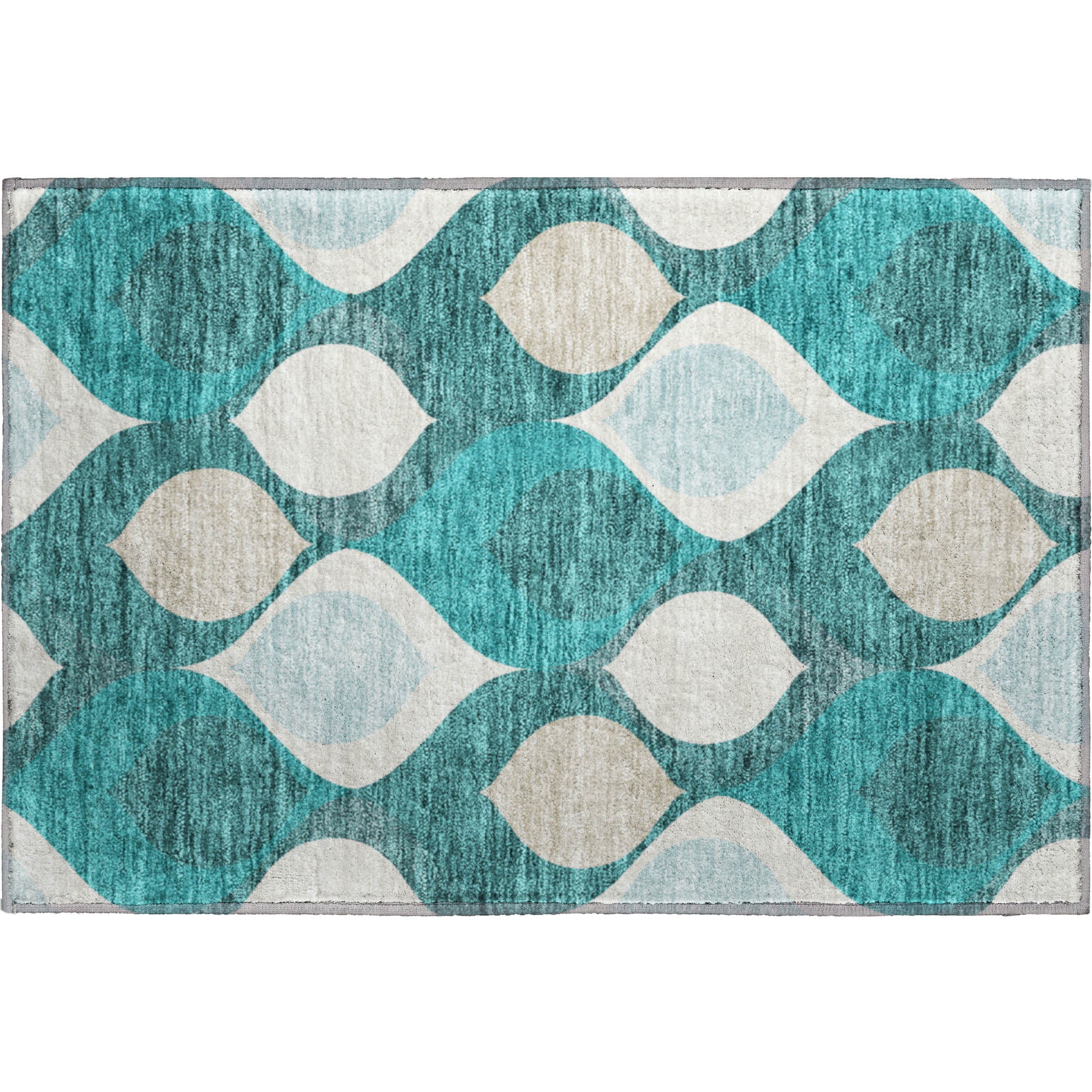 Tbilisi Machine Washable Transitional Teal Rug 1'8" x 2'6" #shape_Rectangle