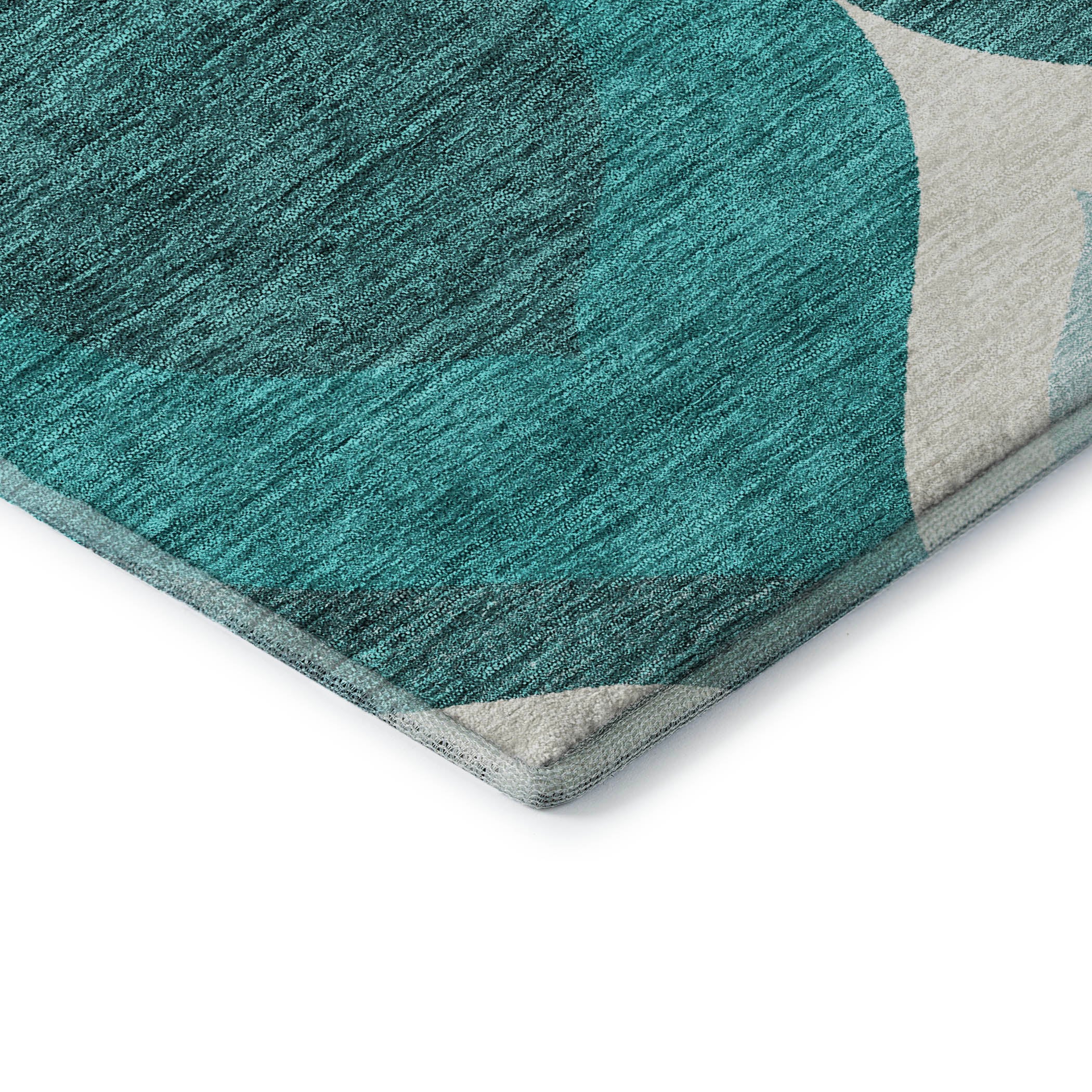 Tbilisi Machine Washable Transitional Teal Rug 1'8" x 2'6" #shape_Rectangle