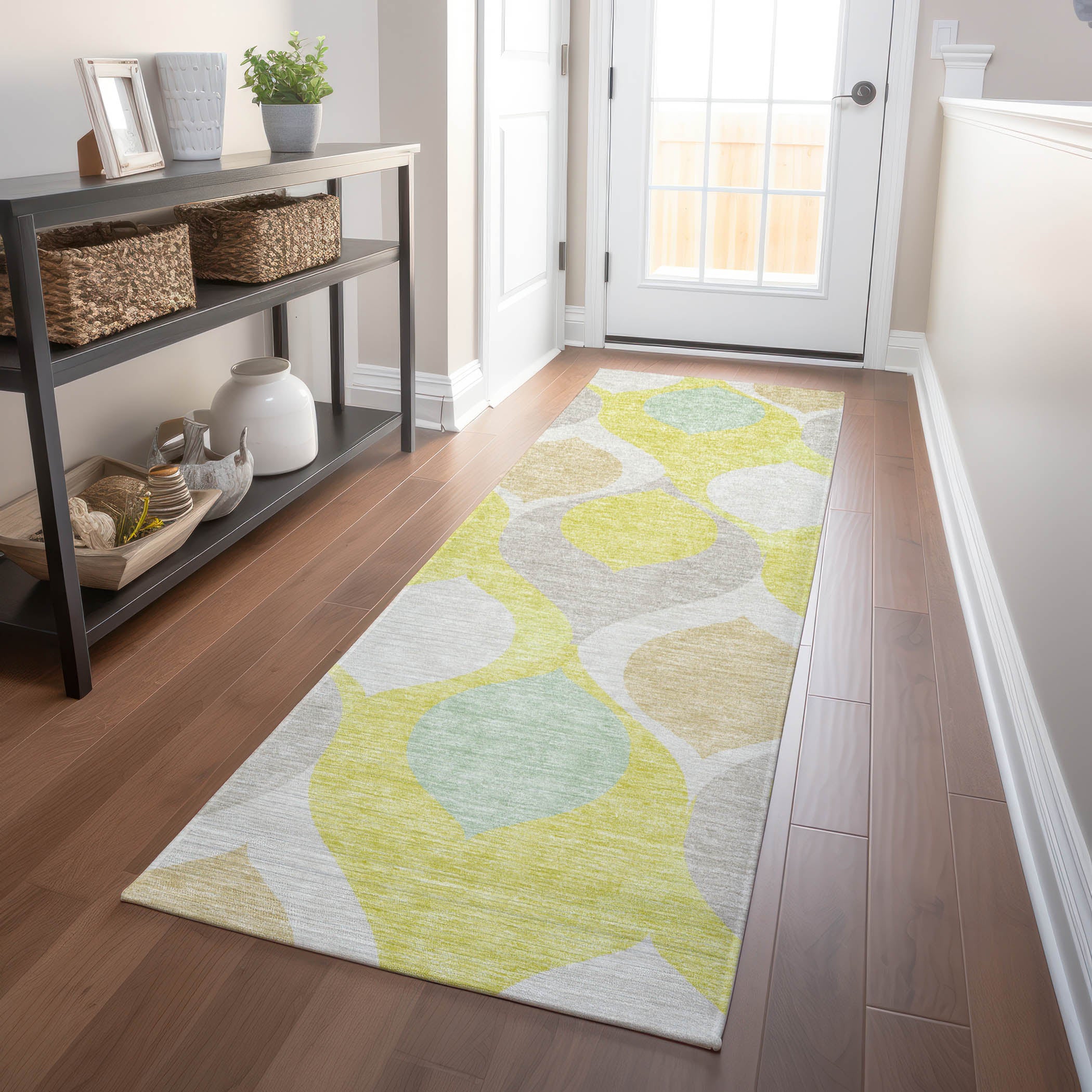 Tbilisi Machine Washable Transitional Yellow Gold Rug 2'3" x 7'6" #shape_Runner