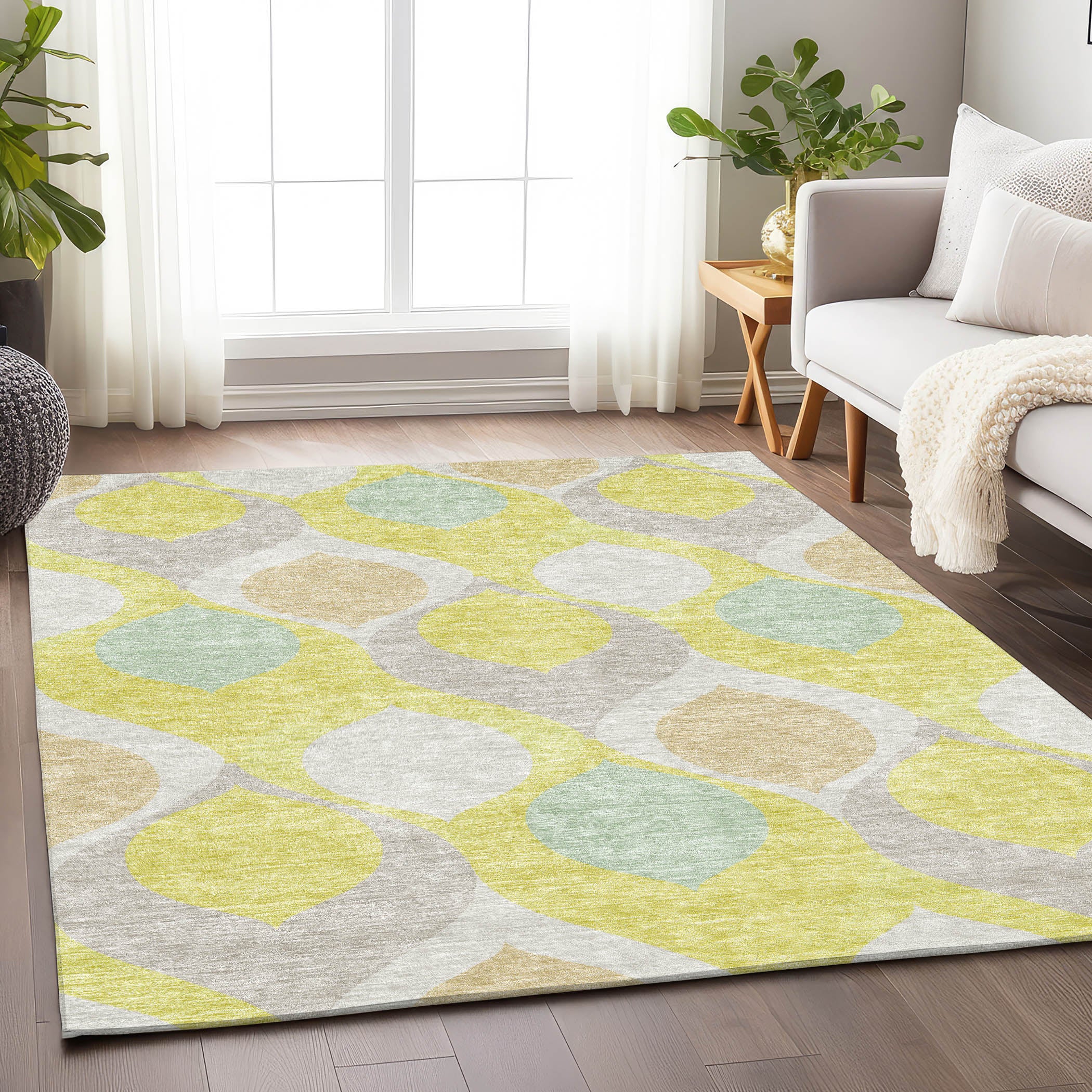 Tbilisi Machine Washable Transitional Yellow Gold Rug 2'6" x 3'10" #shape_Rectangle