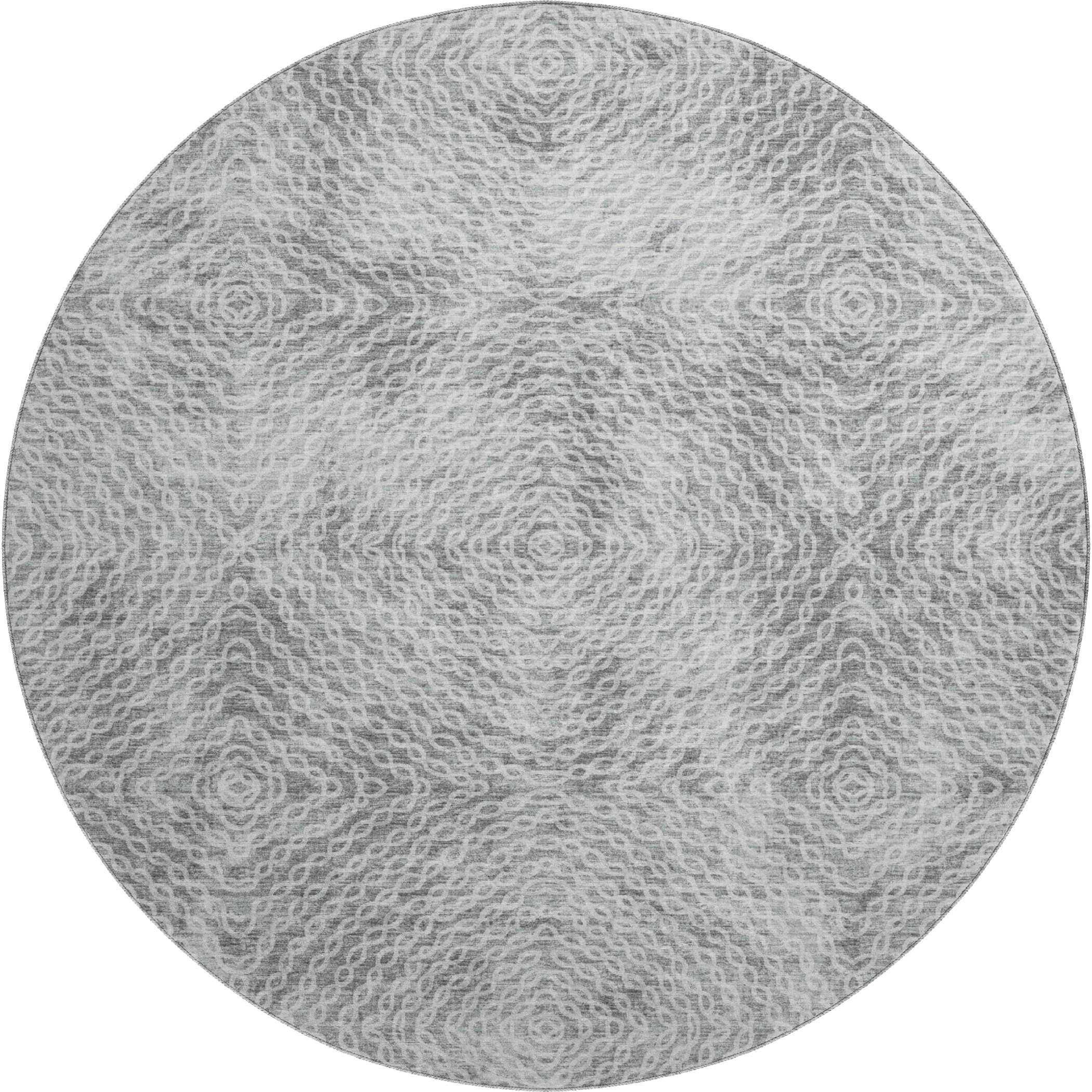 Antigua Machine Washable Transitional Ash Gray Rug 8' x 8' #shape_Round