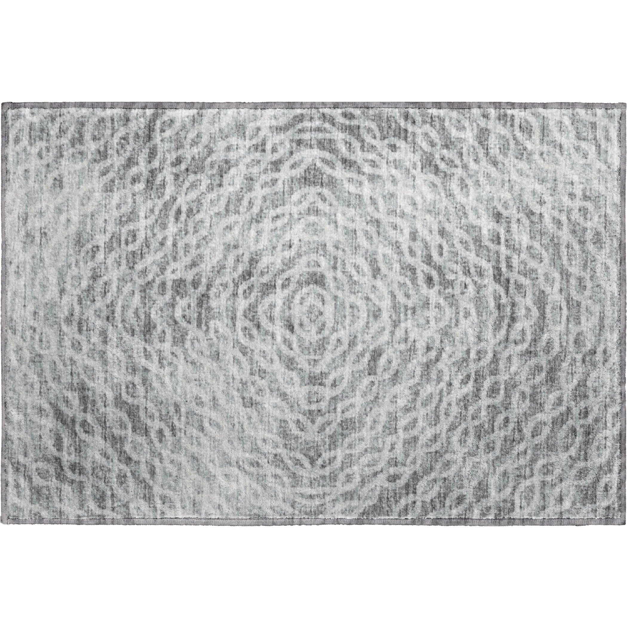 Antigua Machine Washable Transitional Ash Gray Rug 1'8" x 2'6" #shape_Rectangle