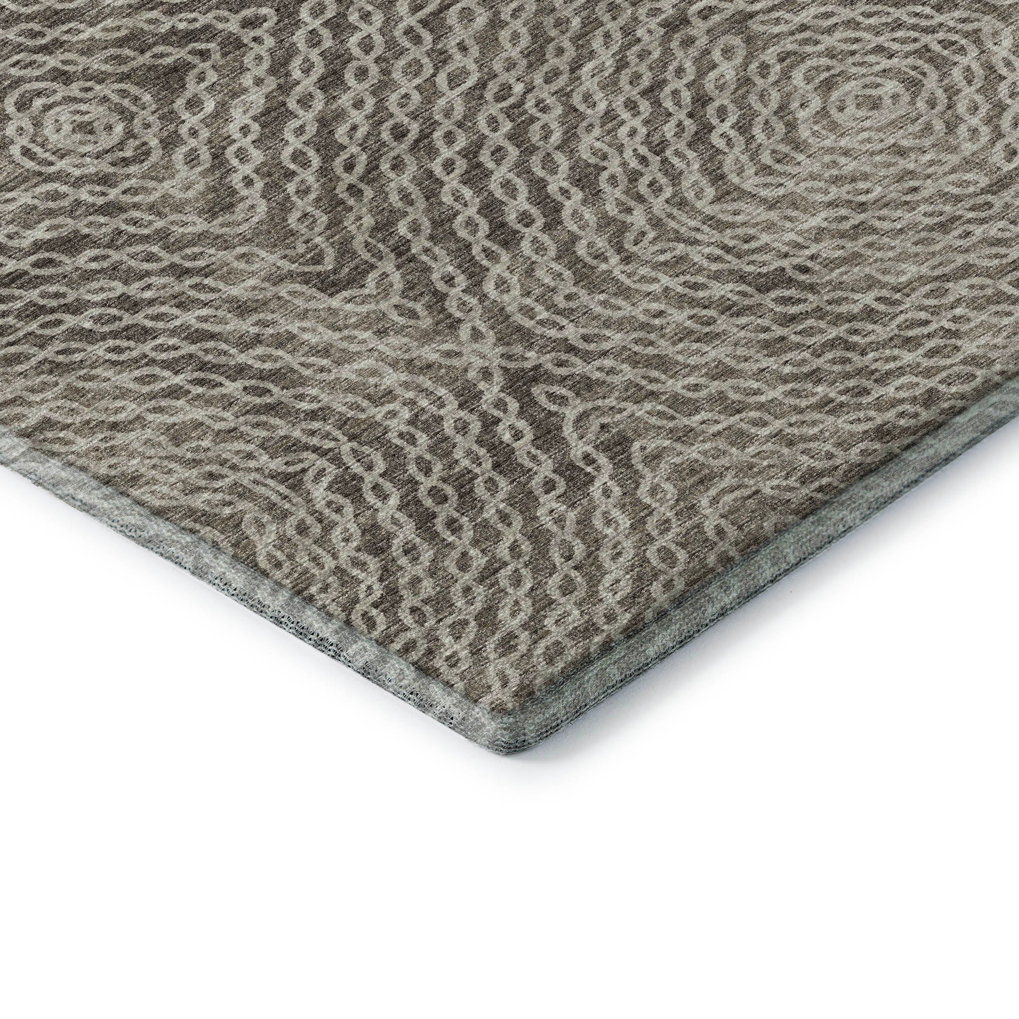 Antigua Machine Washable Transitional Mocha Brown Rug 1'8" x 2'6" #shape_Rectangle
