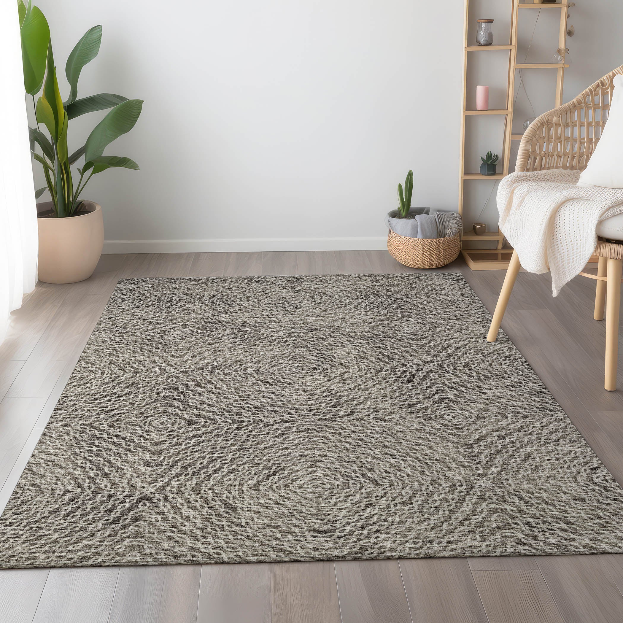 Antigua Machine Washable Transitional Mocha Brown Rug 2'6" x 3'10" #shape_Rectangle