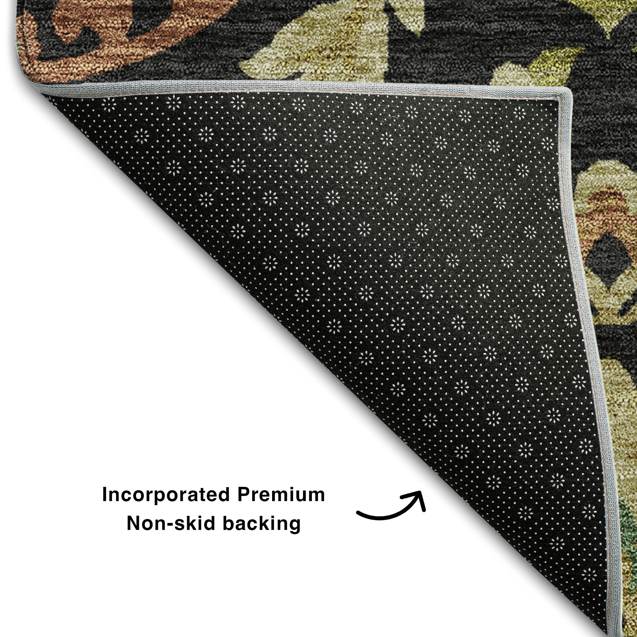 Kyoto Machine Washable Transitional Black Rug 1'8" x 2'6" #shape_Rectangle