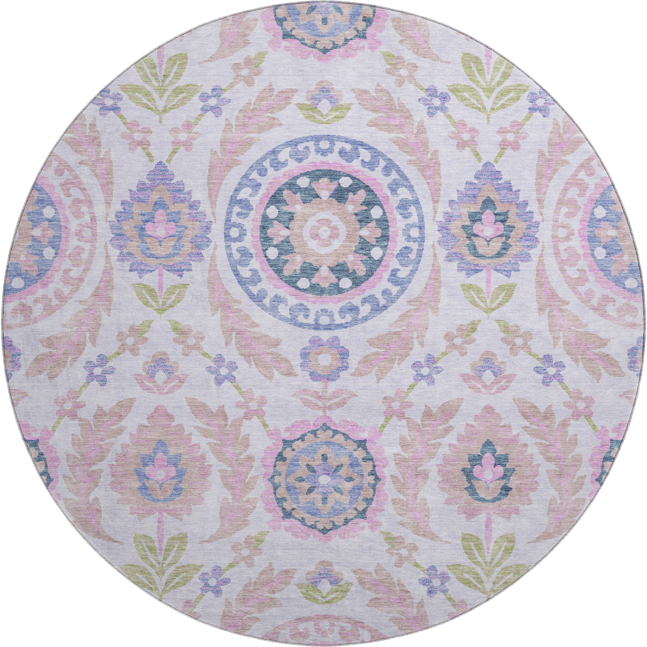 Kyoto Machine Washable Transitional Blush Pink Rug 8' x 8' #shape_Round