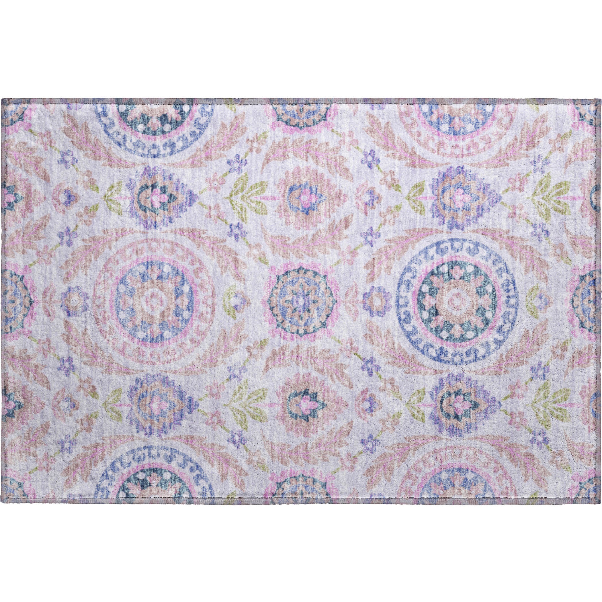 Kyoto Machine Washable Transitional Blush Pink Rug 1'8" x 2'6" #shape_Rectangle
