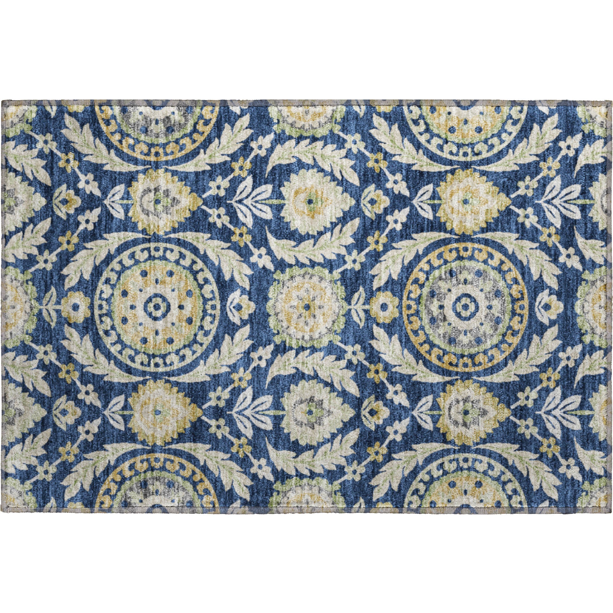Kyoto Machine Washable Transitional Navy Blue Rug 1'8" x 2'6" #shape_Rectangle