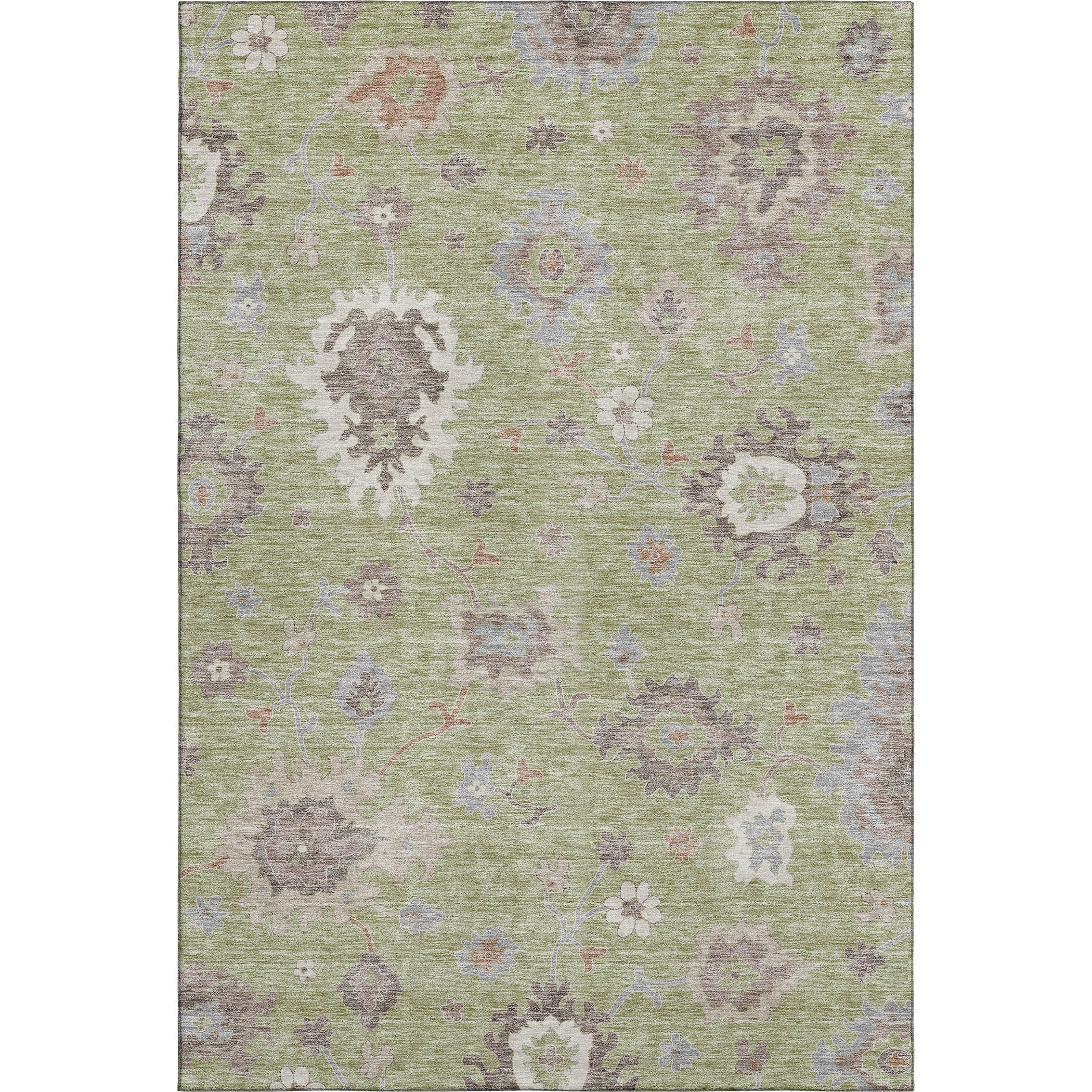 Tallinn Machine Washable Traditional Aloe Green Rug 2'6" x 3'10" #shape_Rectangle