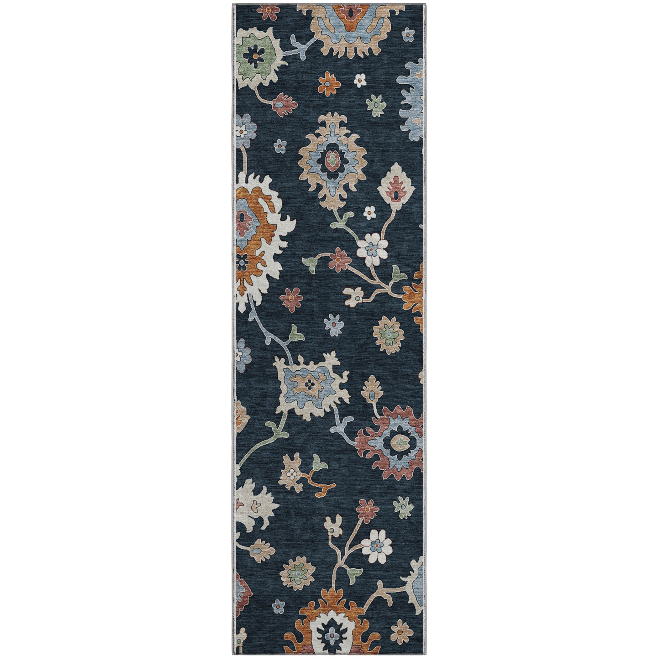 Tallinn Machine Washable Traditional Black Rug 2'3" x 7'6" #shape_Runner