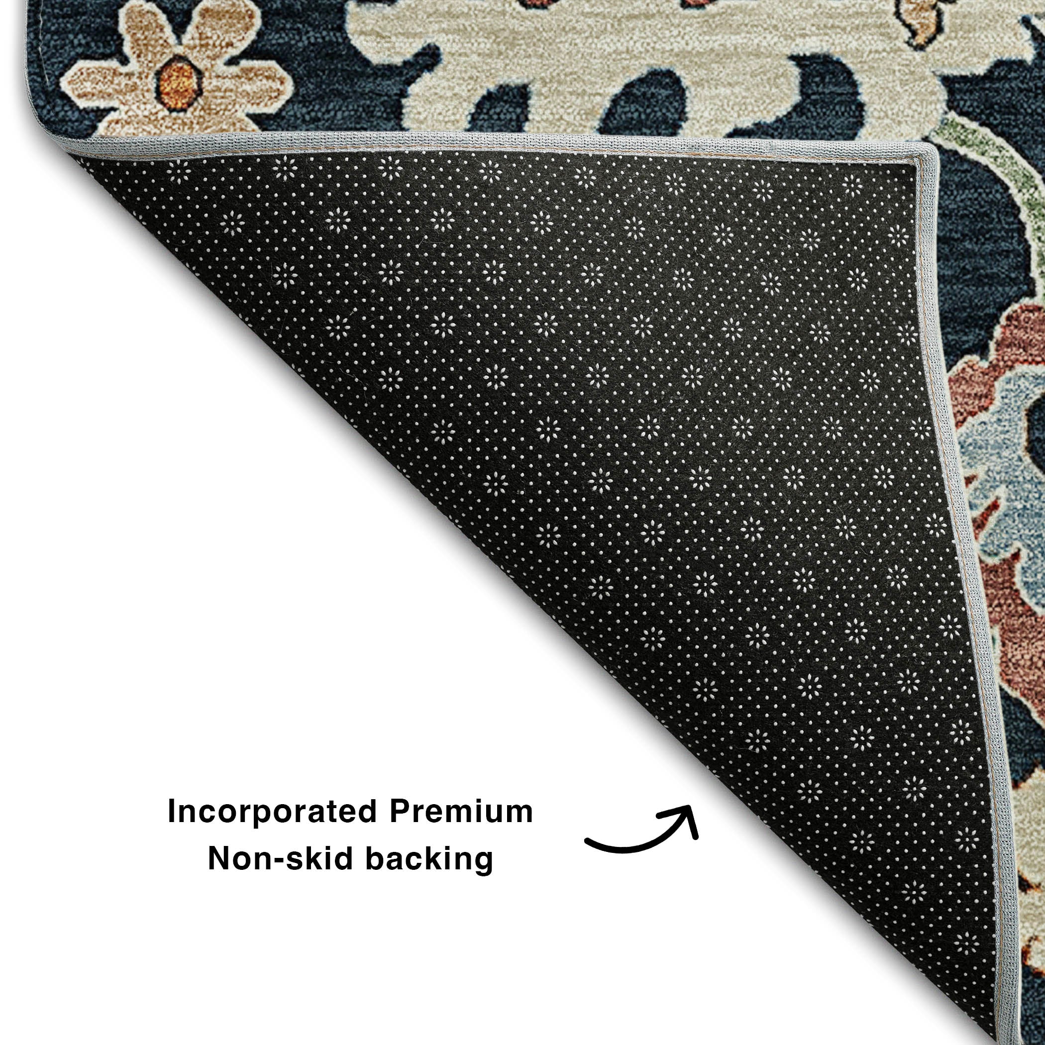 Tallinn Machine Washable Traditional Black Rug 1'8" x 2'6" #shape_Rectangle