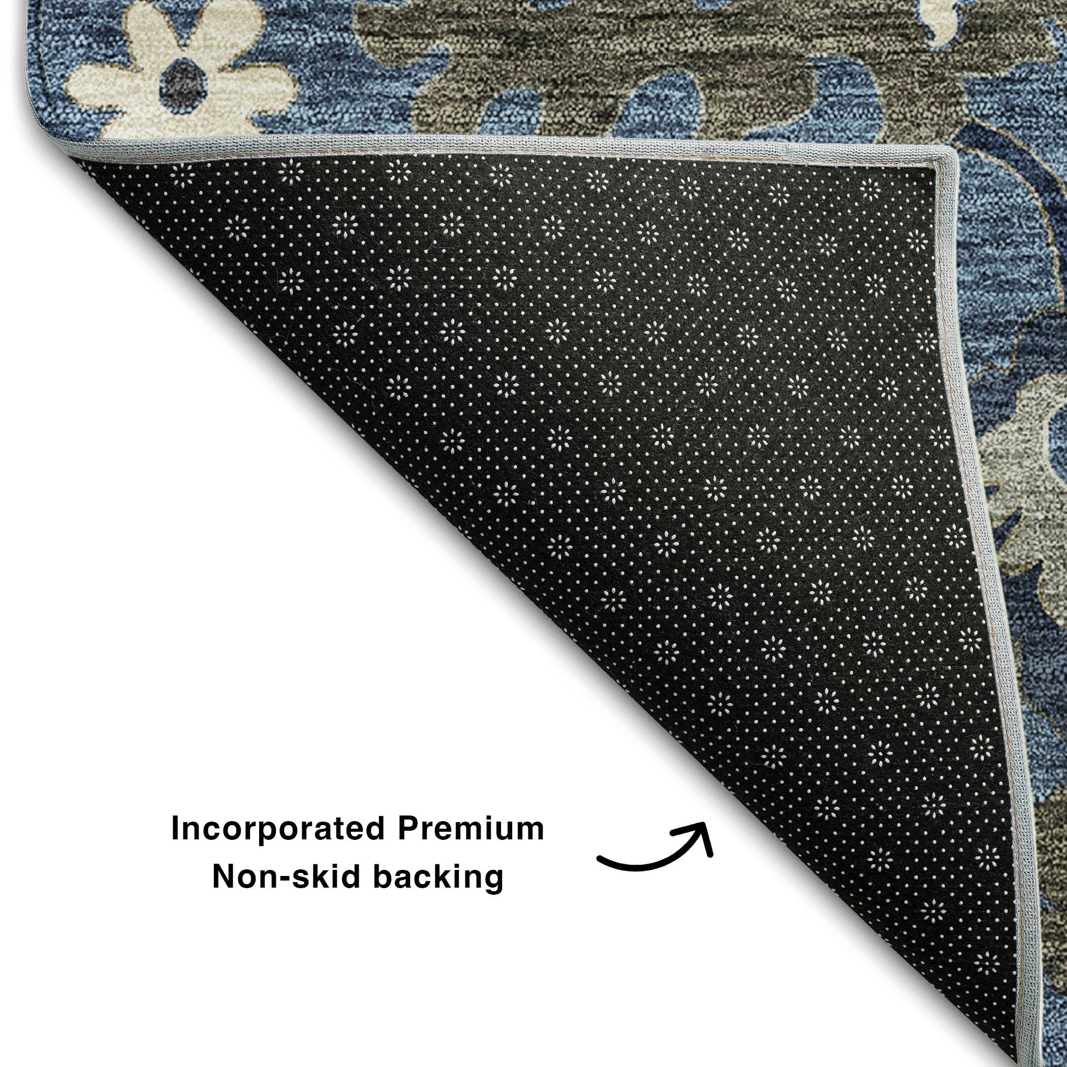 Tallinn Machine Washable Traditional Blue Rug 1'8" x 2'6" #shape_Rectangle