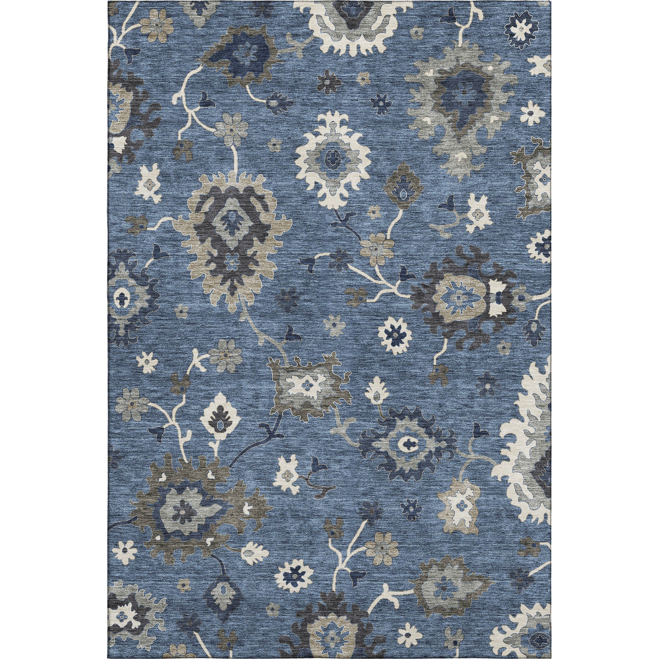 Tallinn Machine Washable Traditional Blue Rug 2'6" x 3'10" #shape_Rectangle
